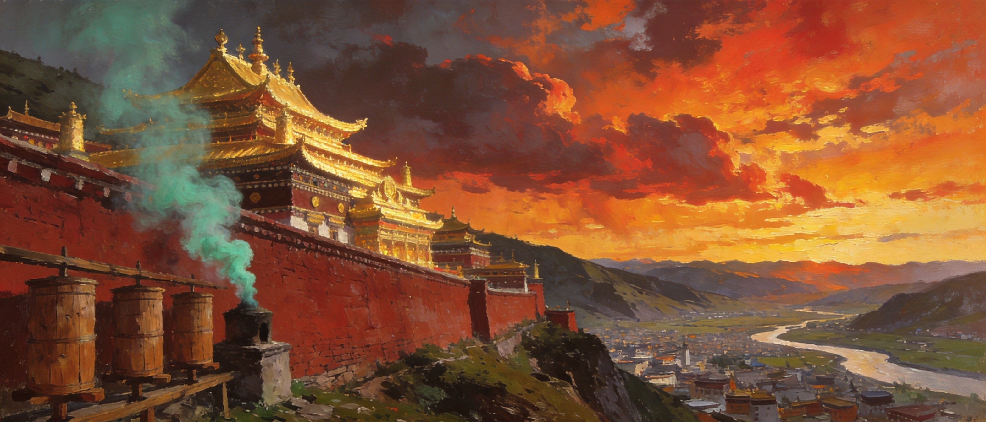 甘孜寺钟敲夜凉