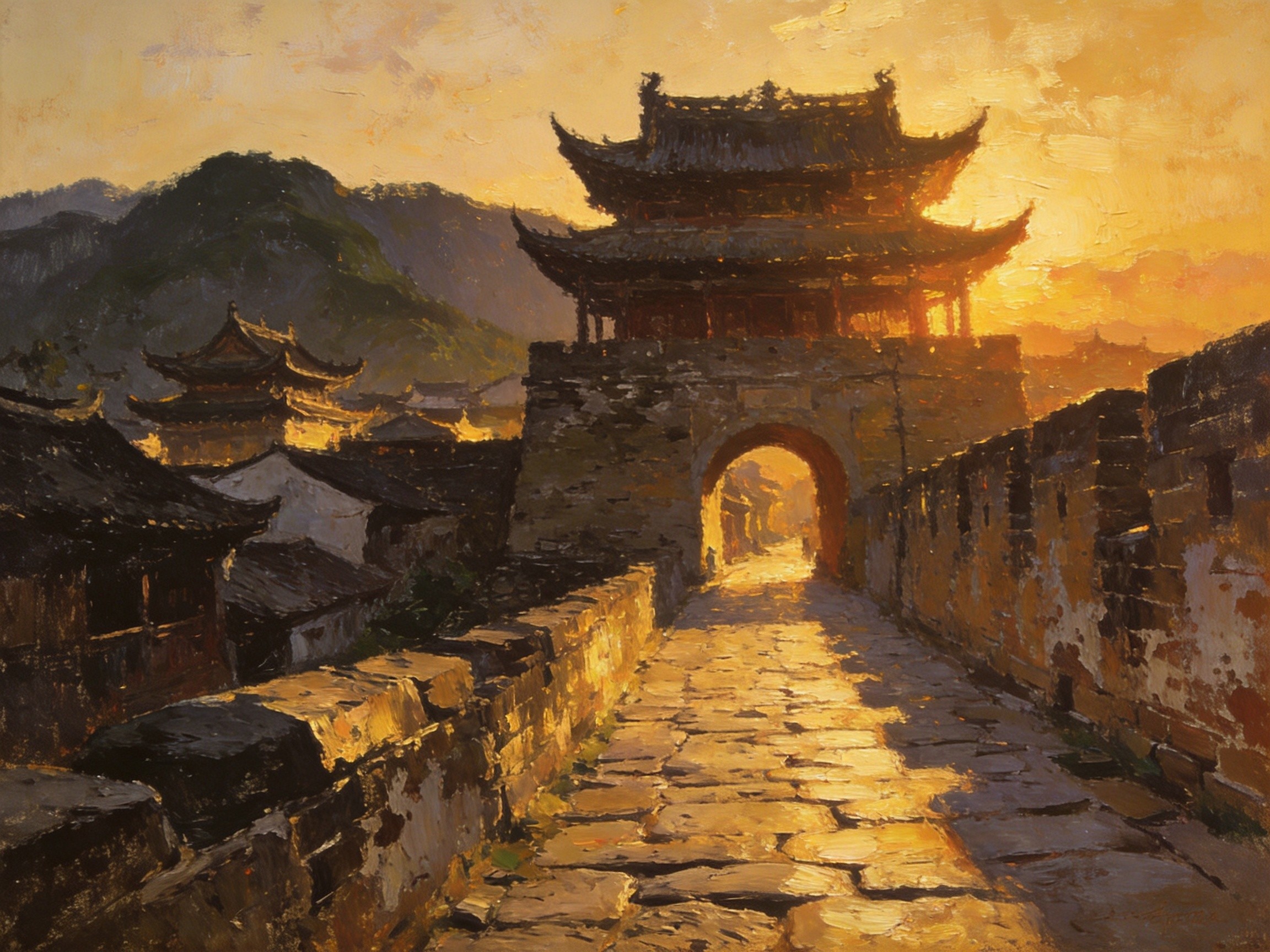 青溪古城墙下坐