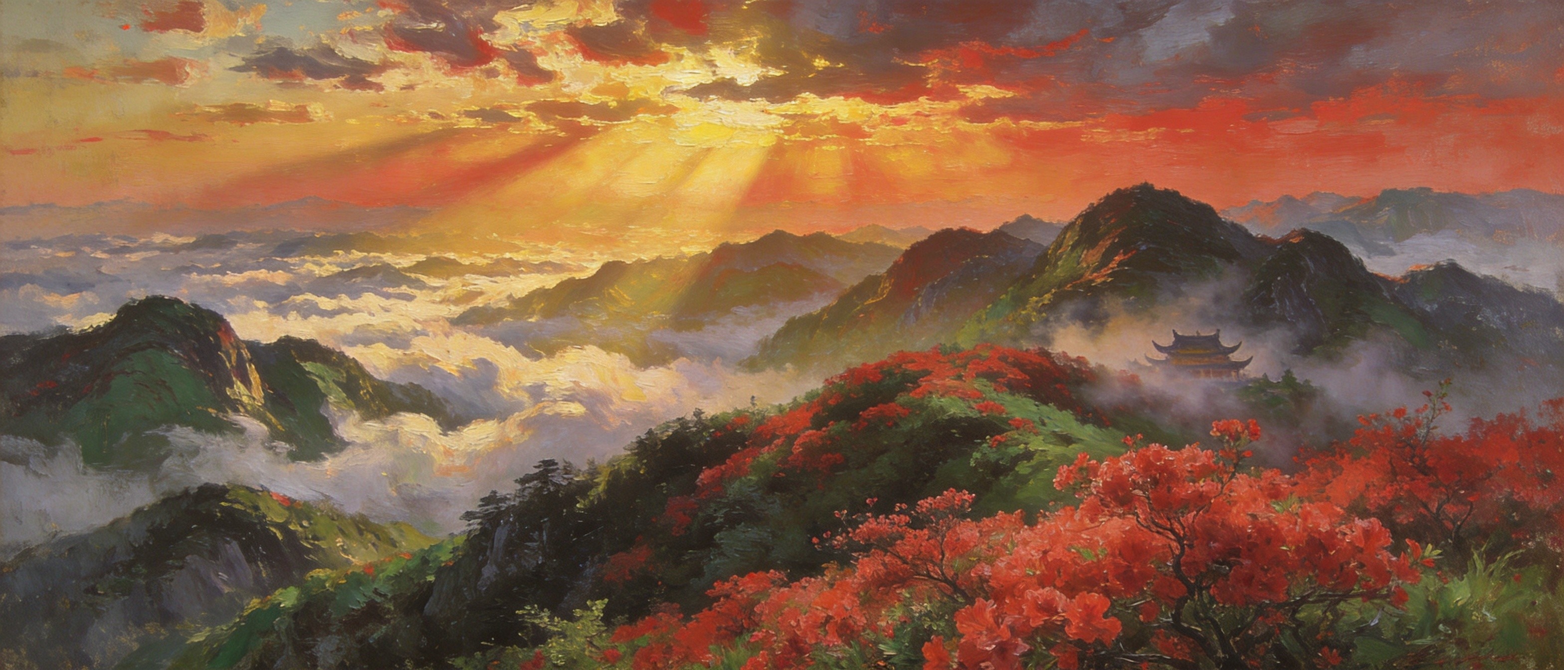 太浮山云海映山红