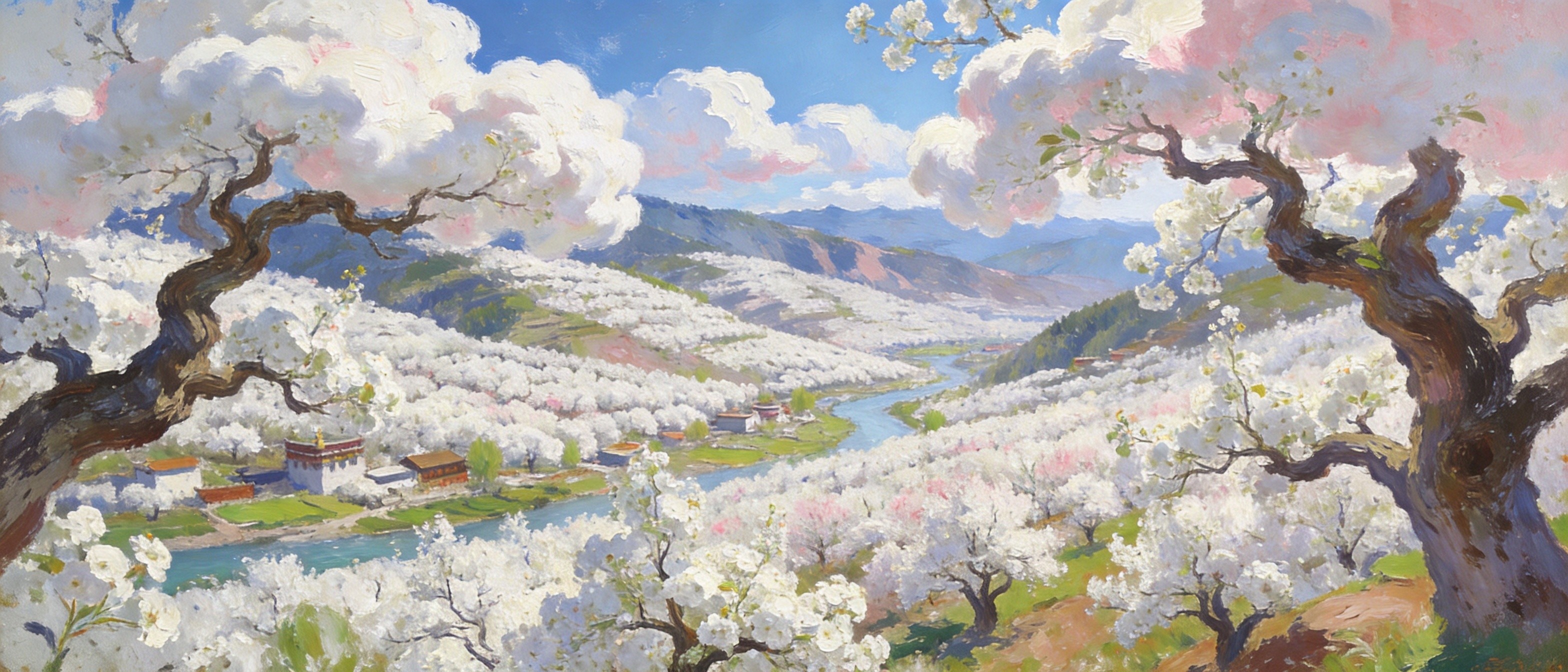 三月梨花白成河