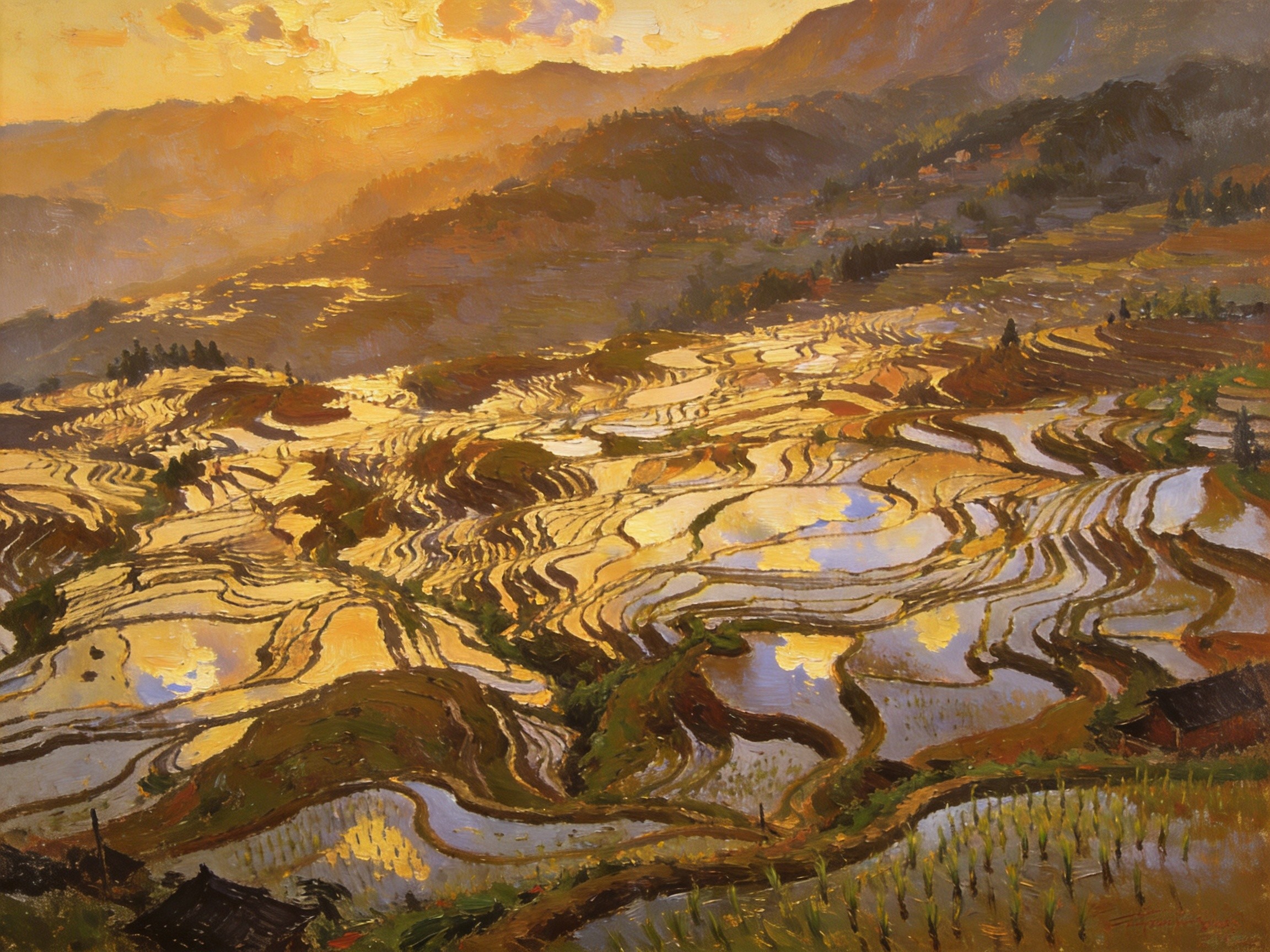 石桥梯田层叠风光