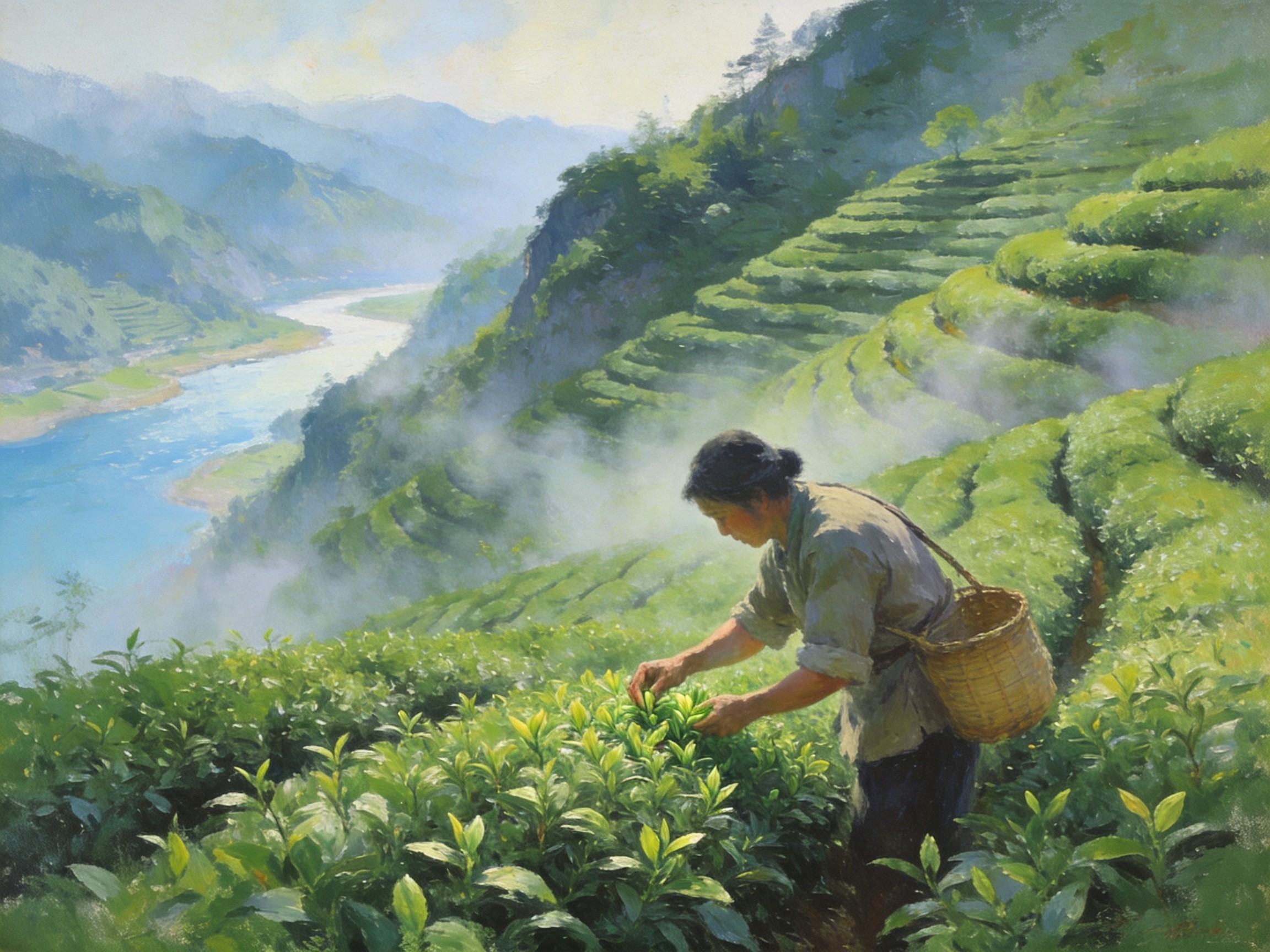 紫阳富硒茶园嫩芽翠绿