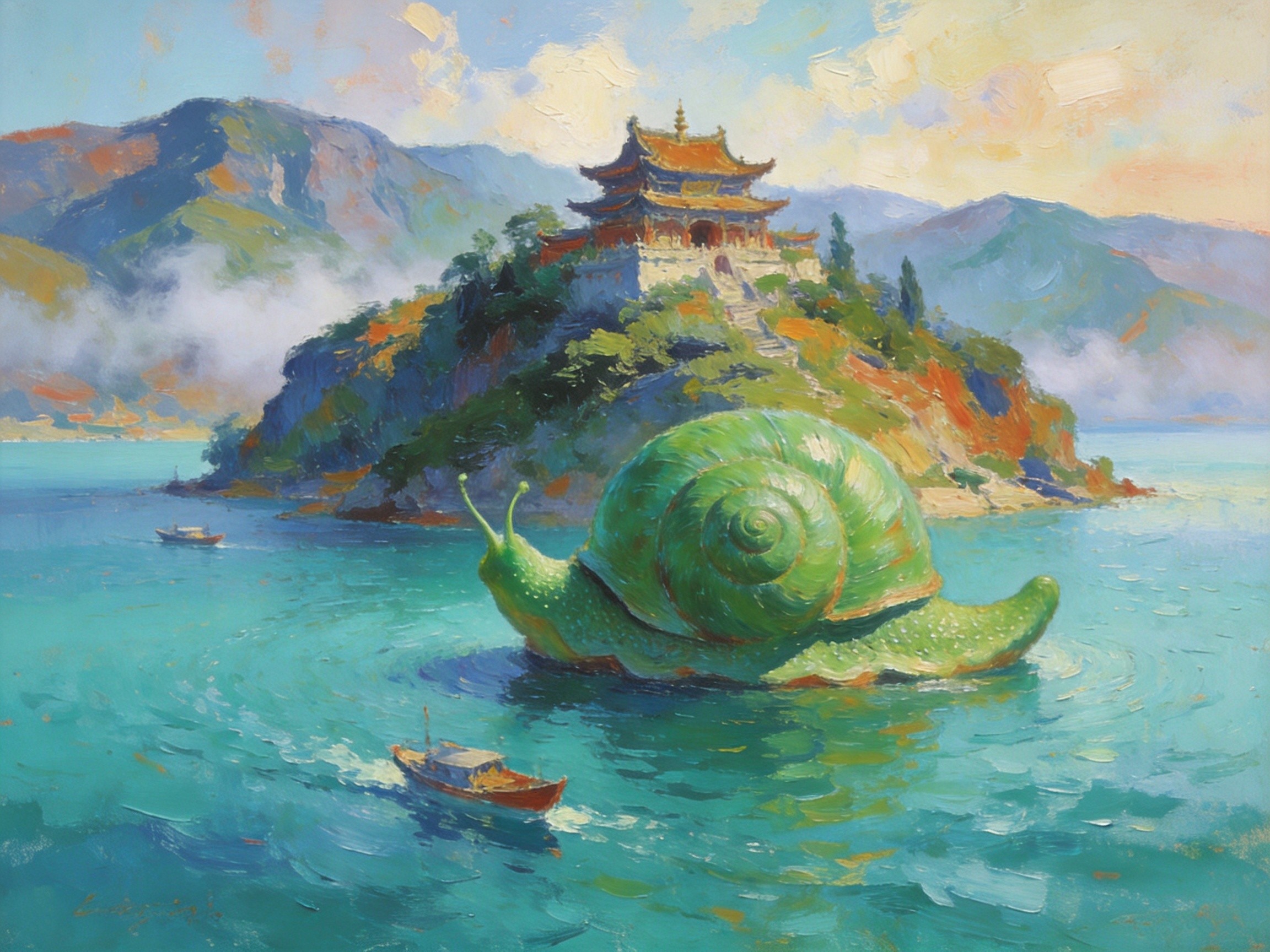 孤山一粒青螺 / 浮在碧波中央听