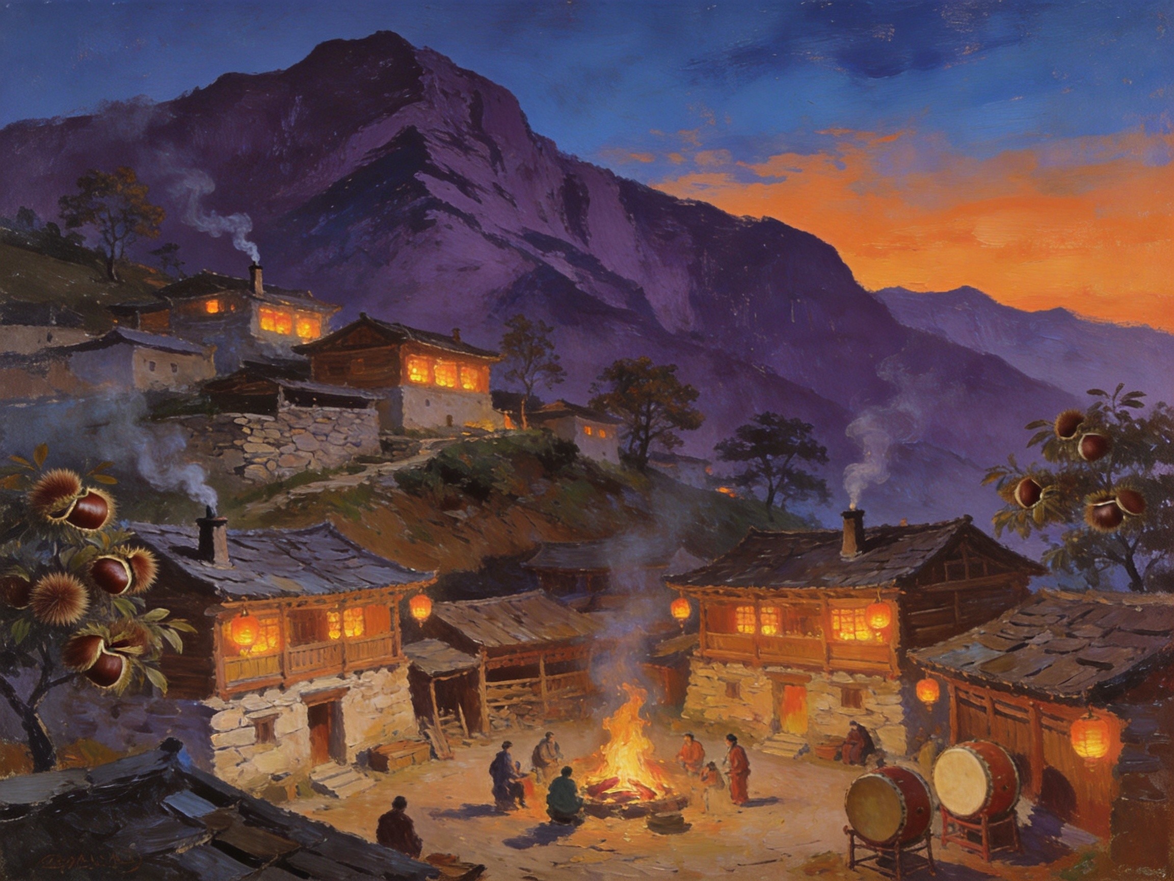 满族村落锣鼓喧天