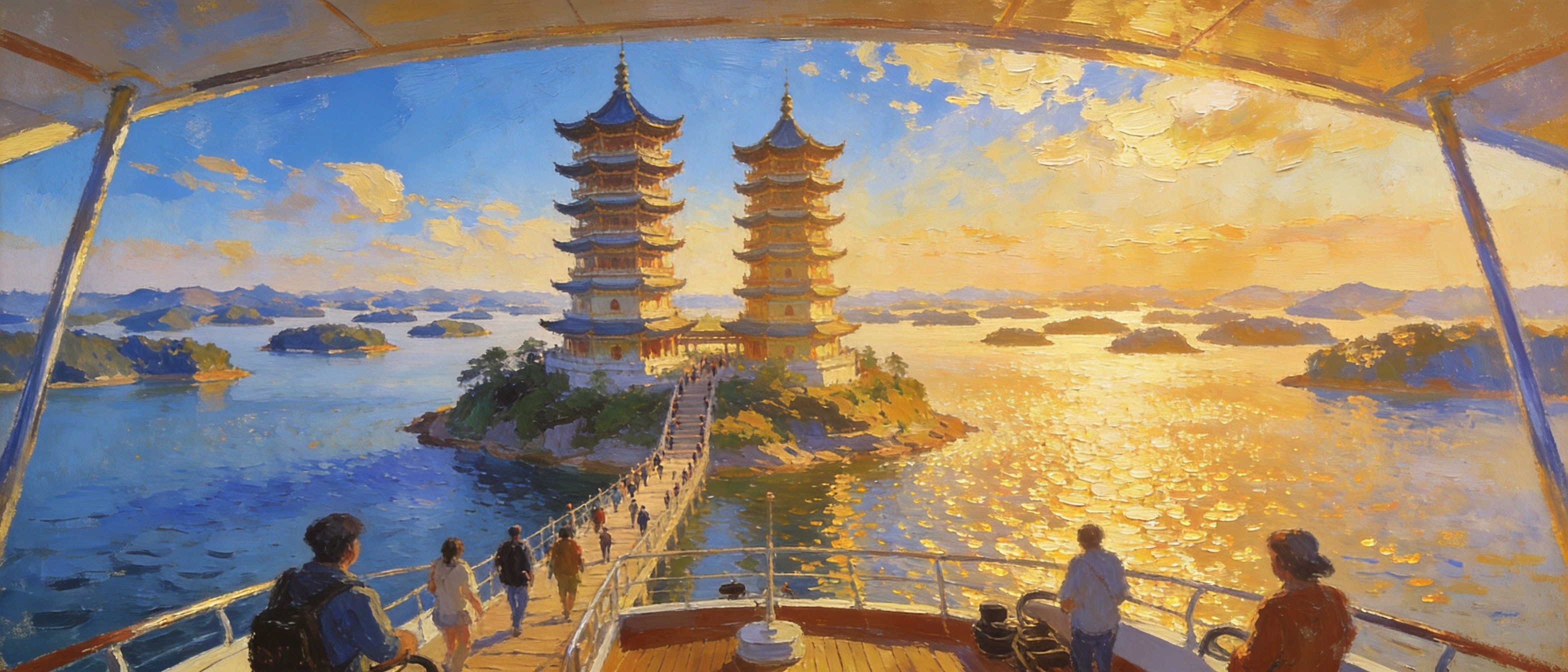 武宁柘林大坝观湖岛双子塔西海全景