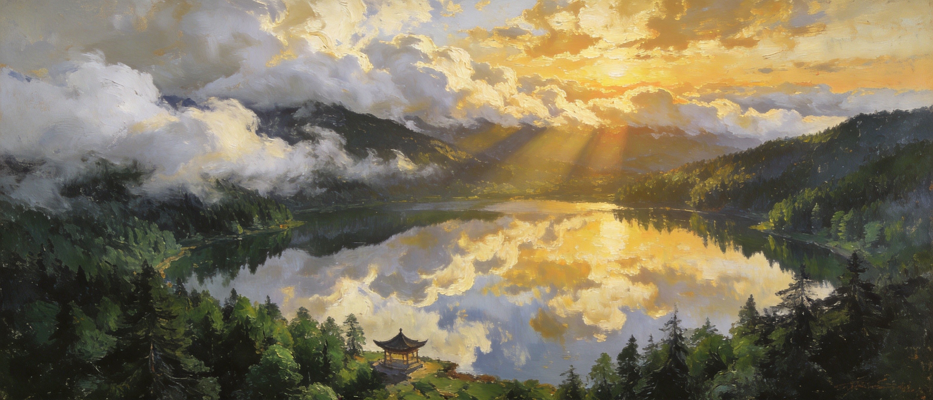 碧水白云入画来