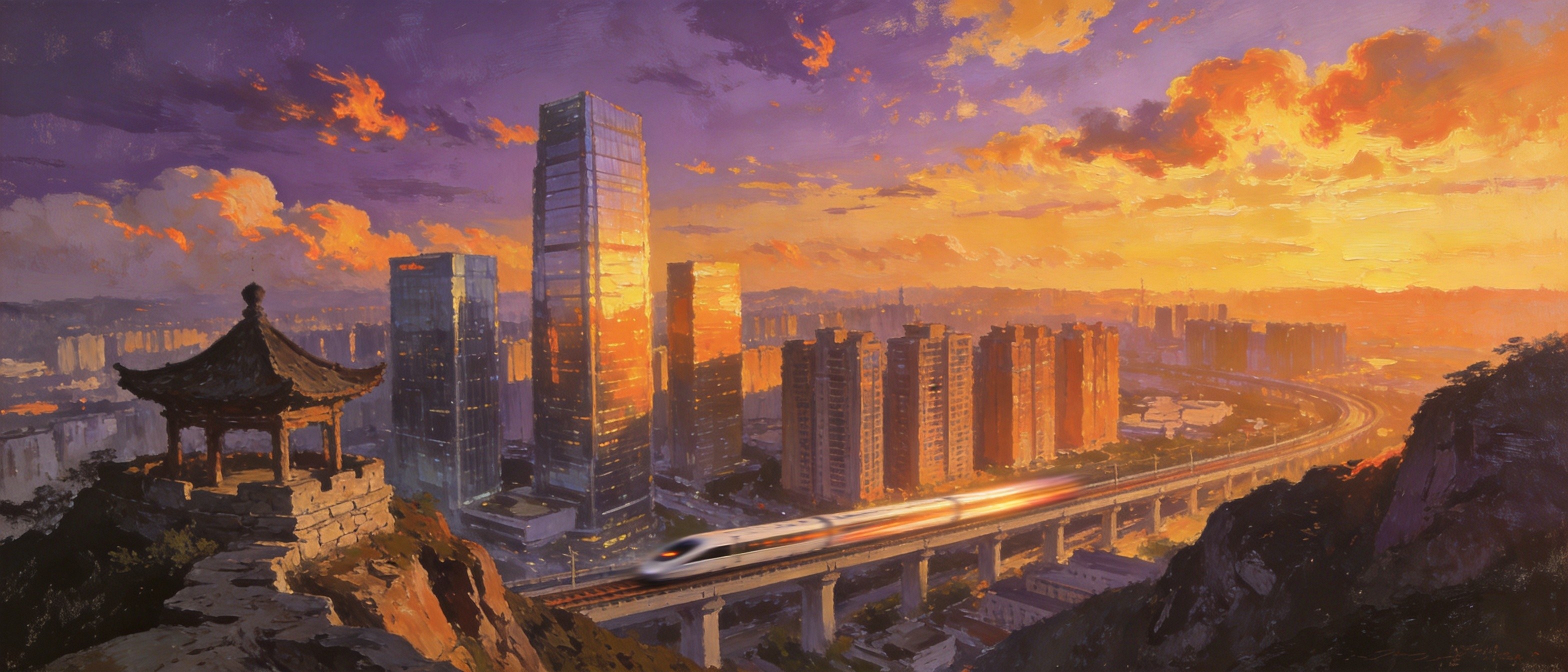 临平山远眺新城全景