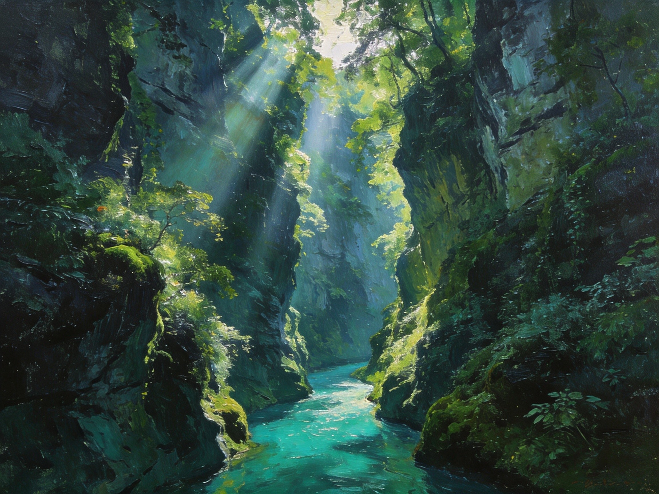 掌布河峡谷奇石天书的幽深景象