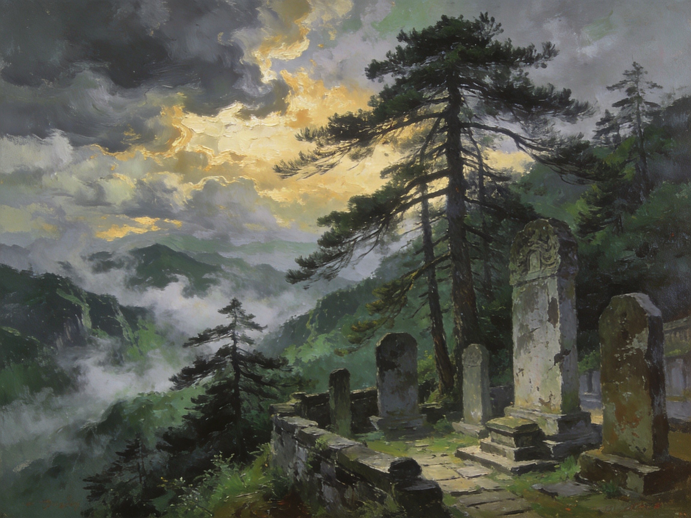 怀玉山松涛与纪念碑