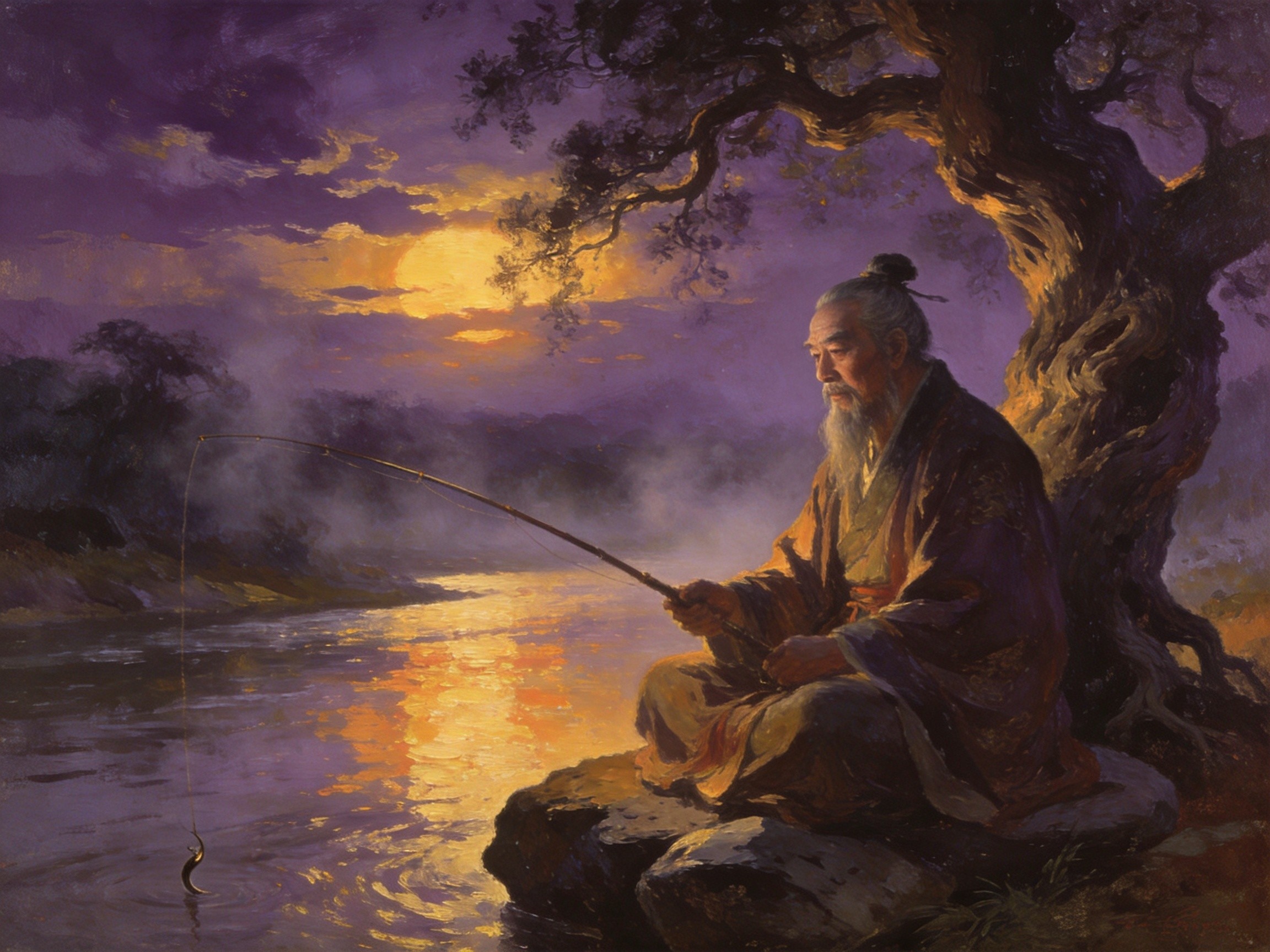 姜太公直钩垂钓