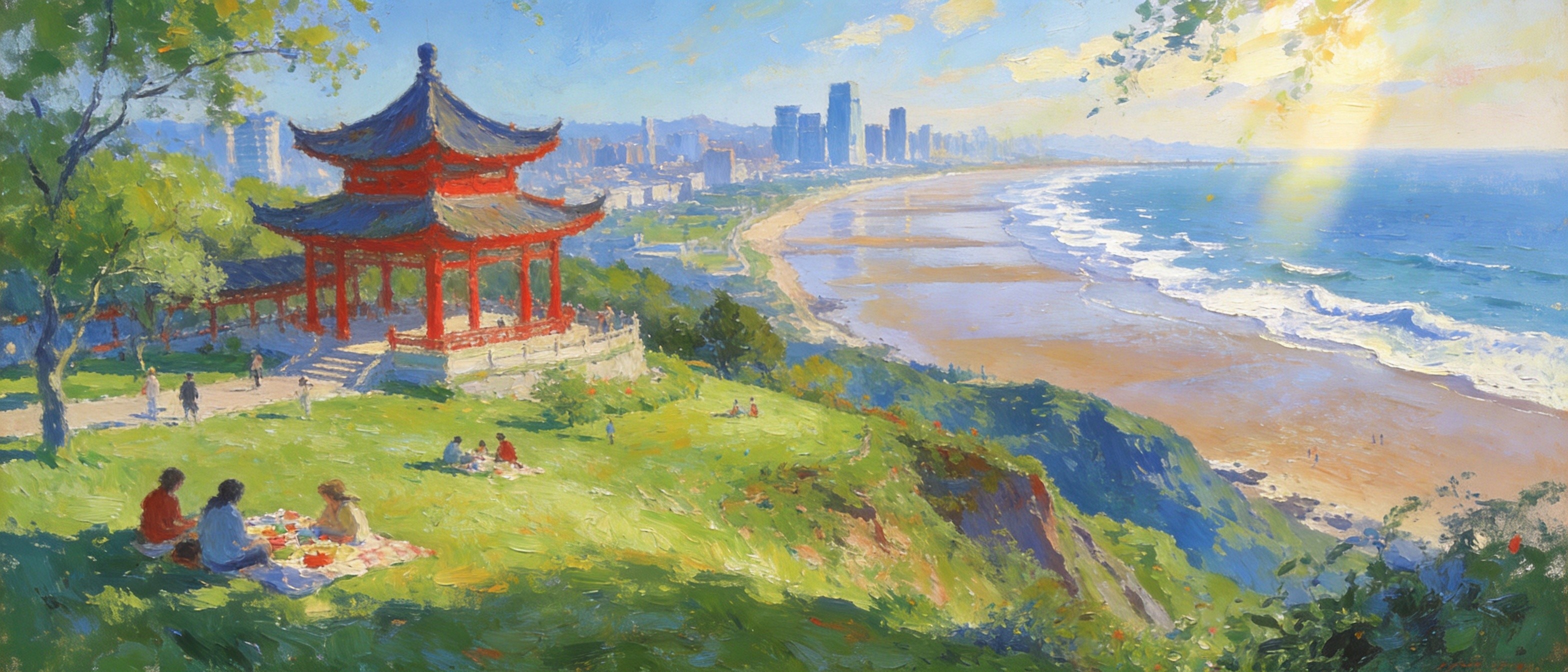 江海风情园潮涌门前
