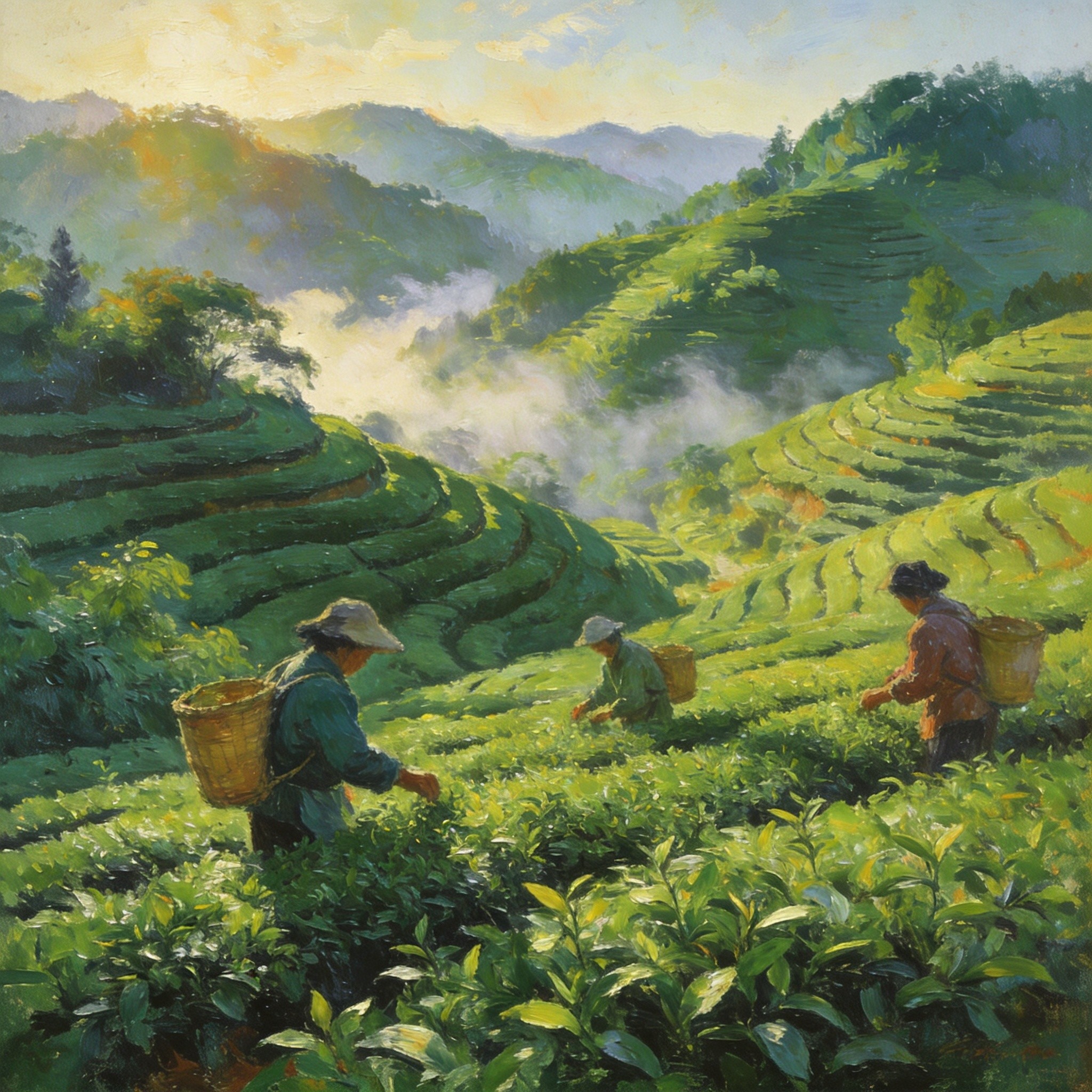 长安硒茶小镇万亩茶园的翠绿叠嶂
