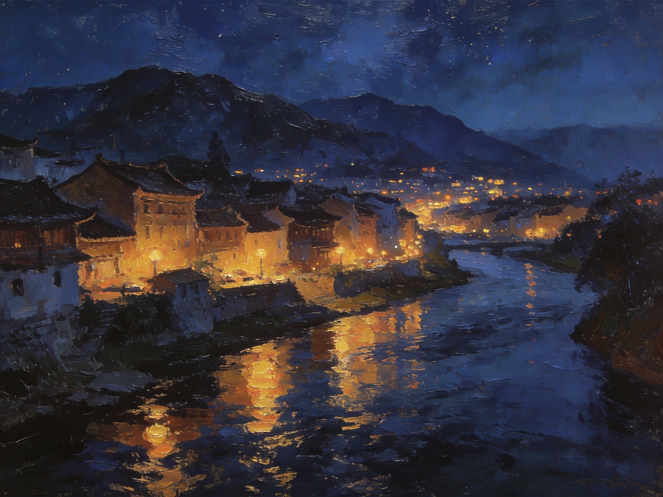 小城滦河夜色灯火