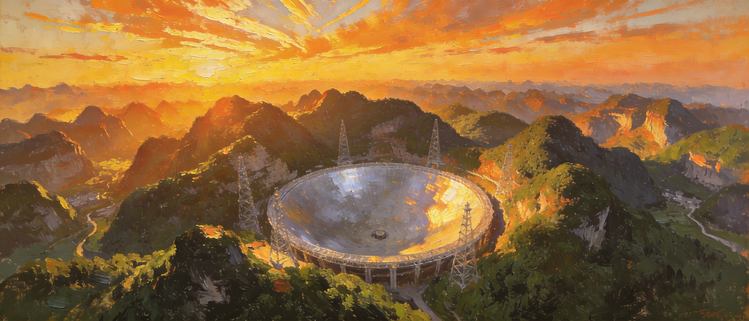 大窝凼中FAST天眼银色巨锅全景