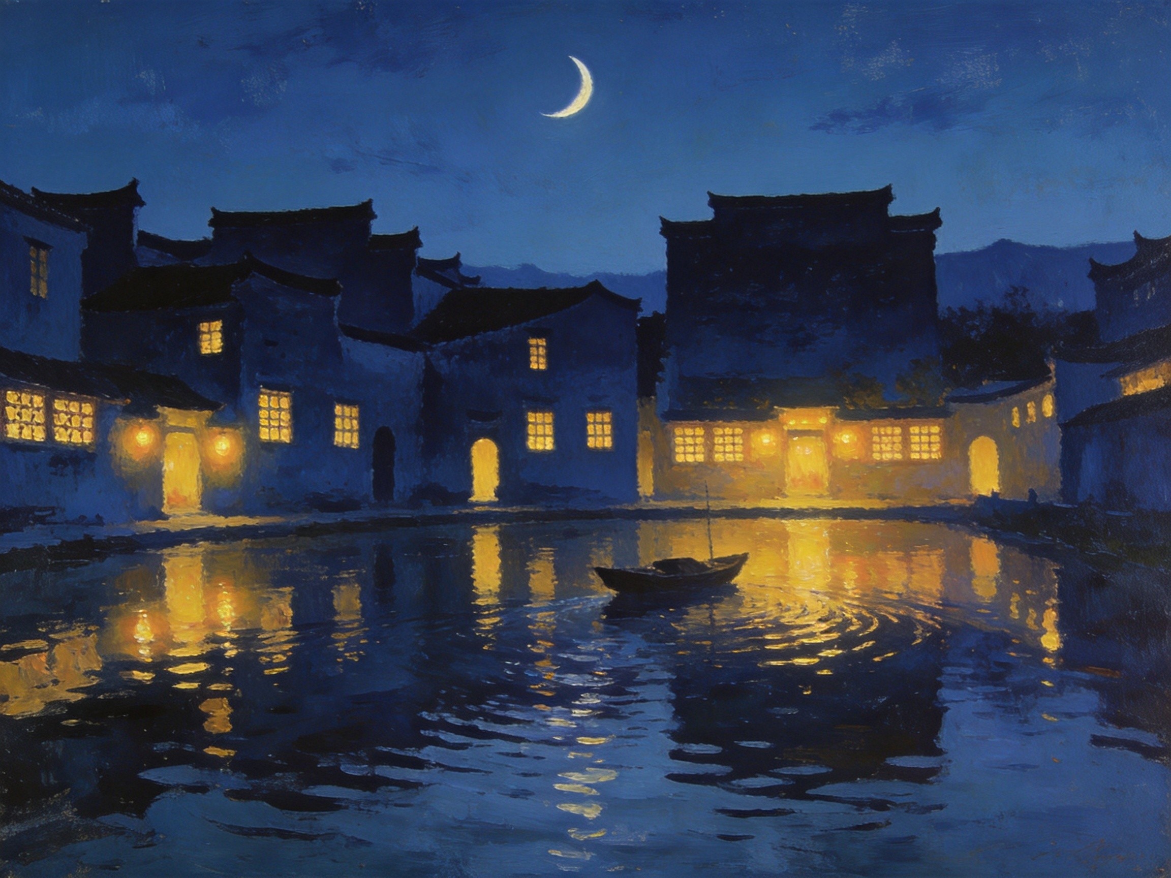 围楼夜景灯火