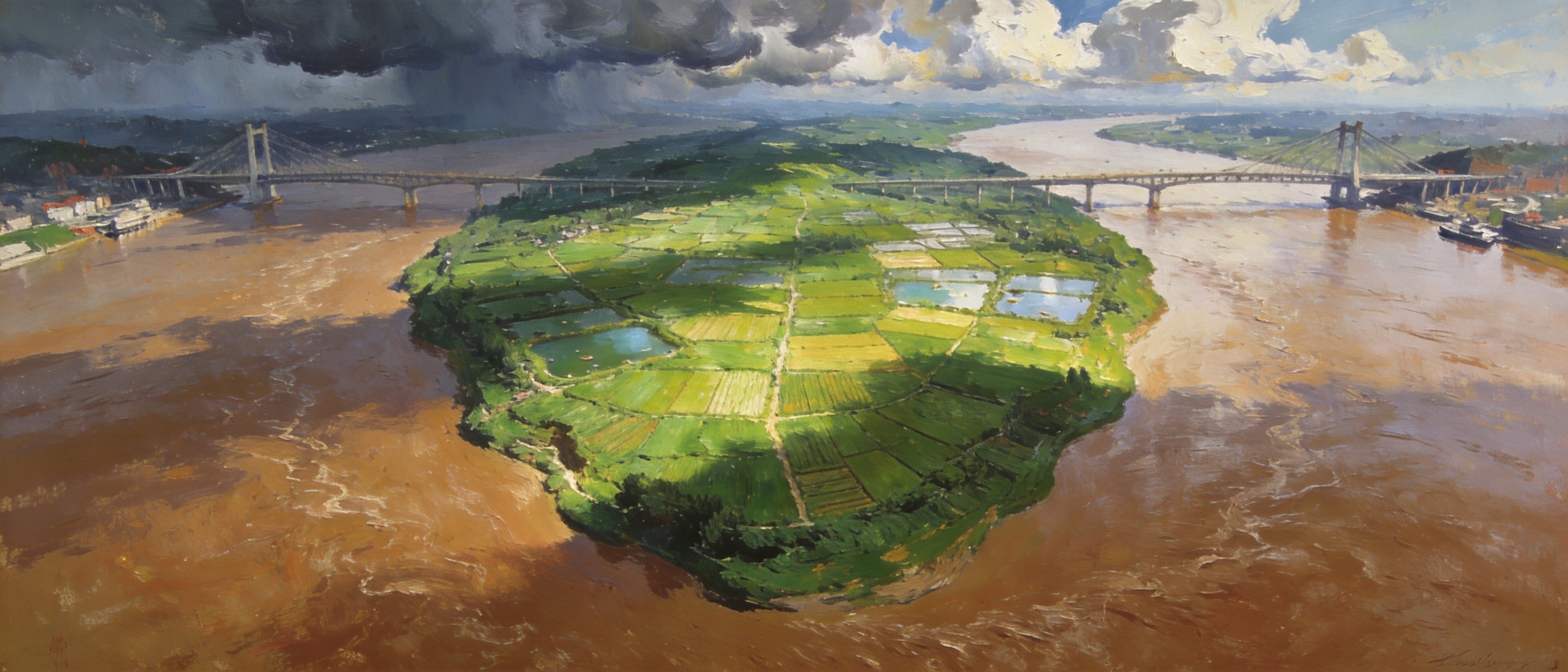 扬中太平洲江心全景