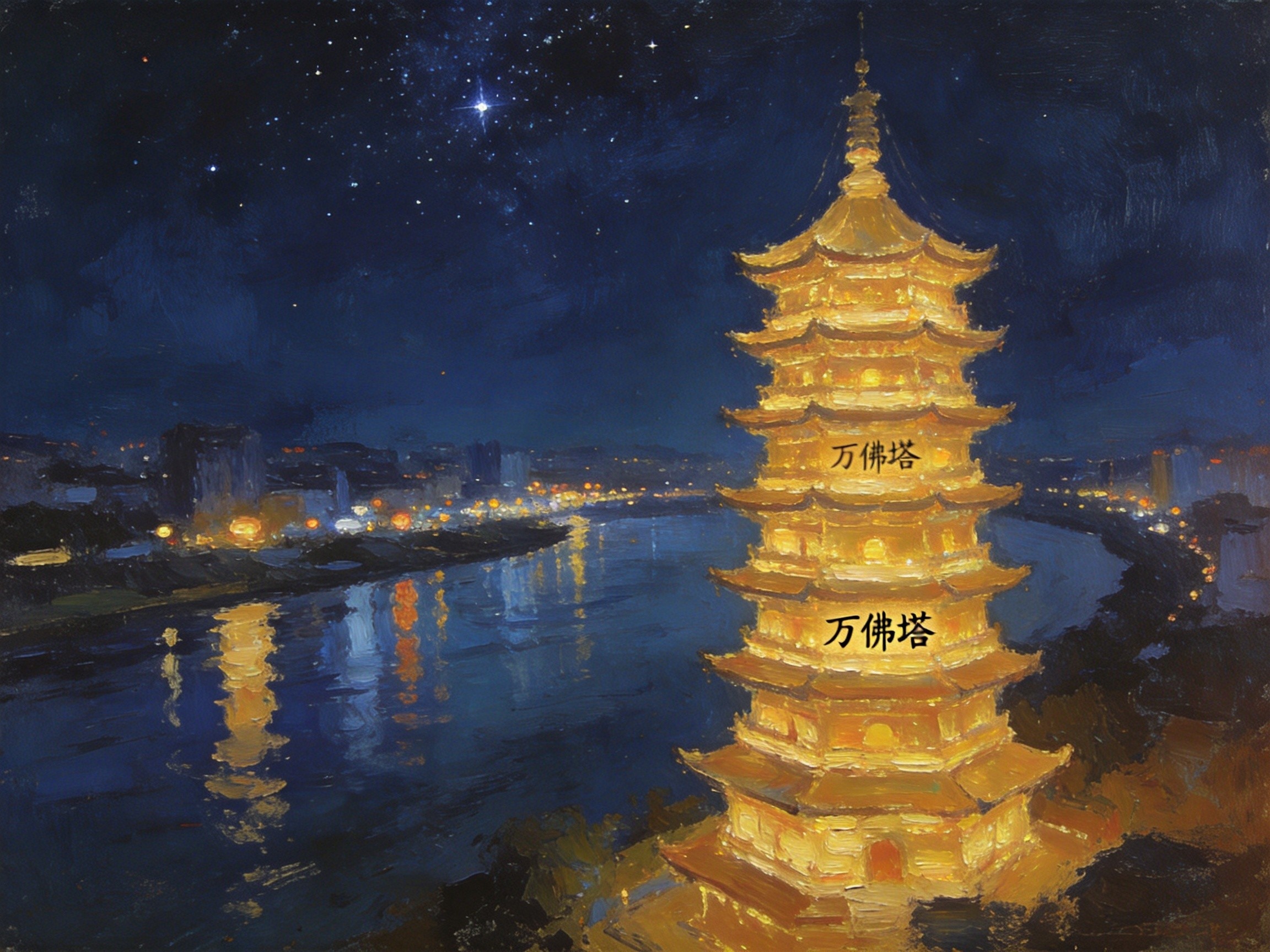 万佛塔夜景