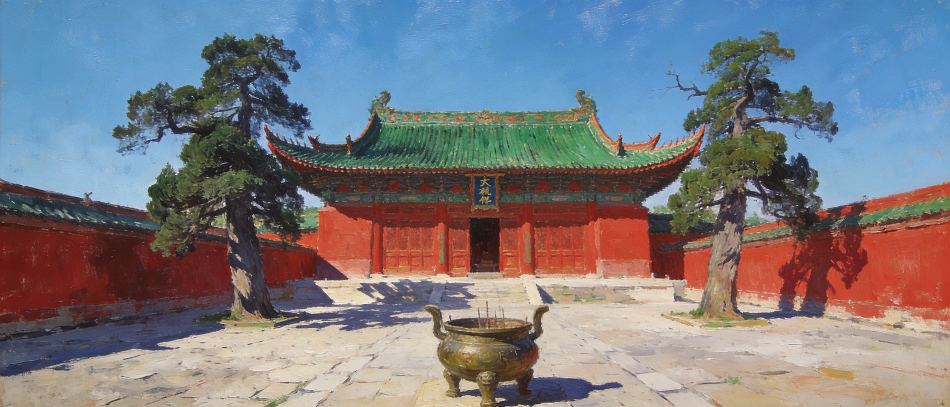 慈城孔庙红墙与大成殿