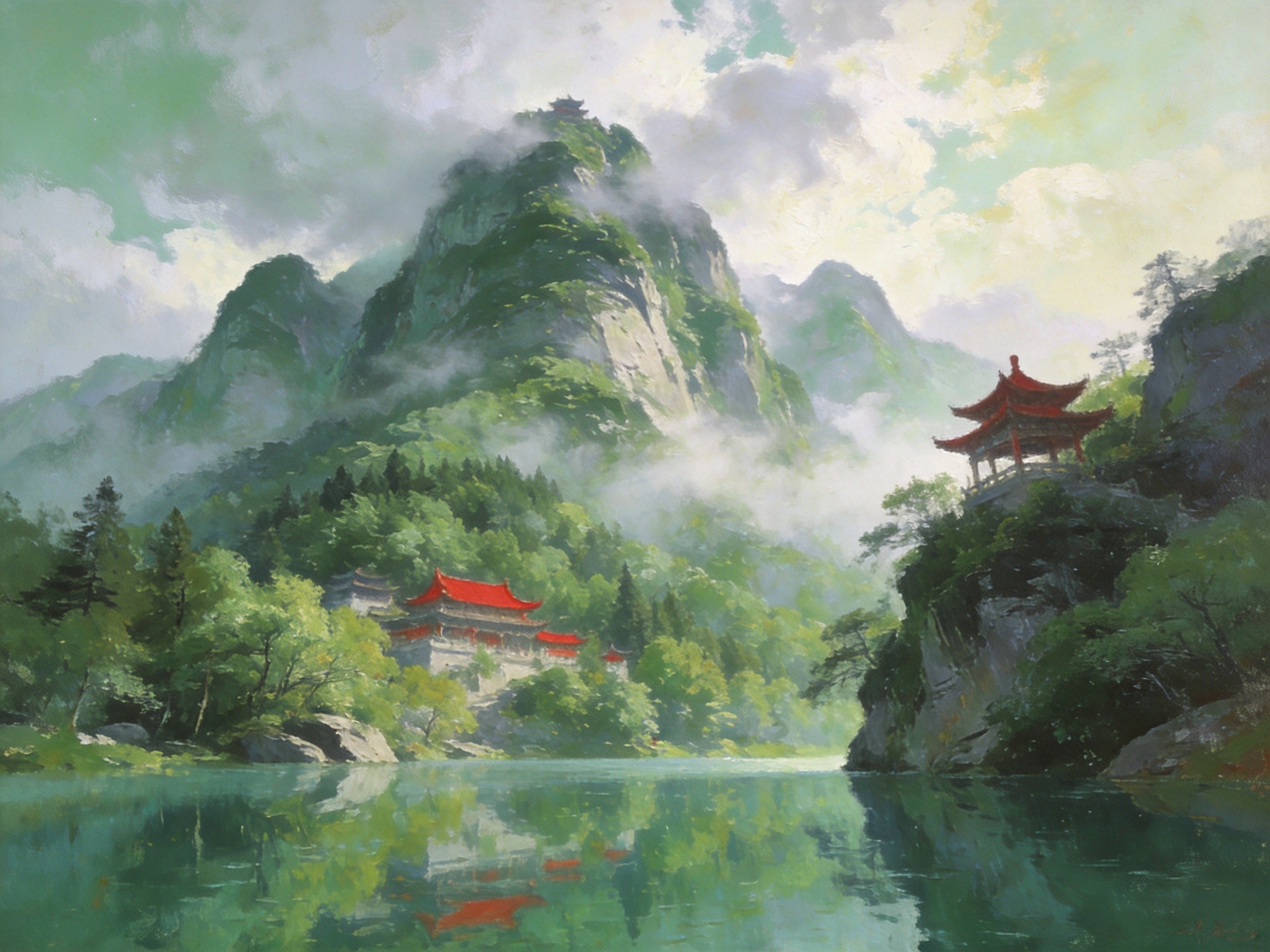 安阳山龙潭湖山水画卷