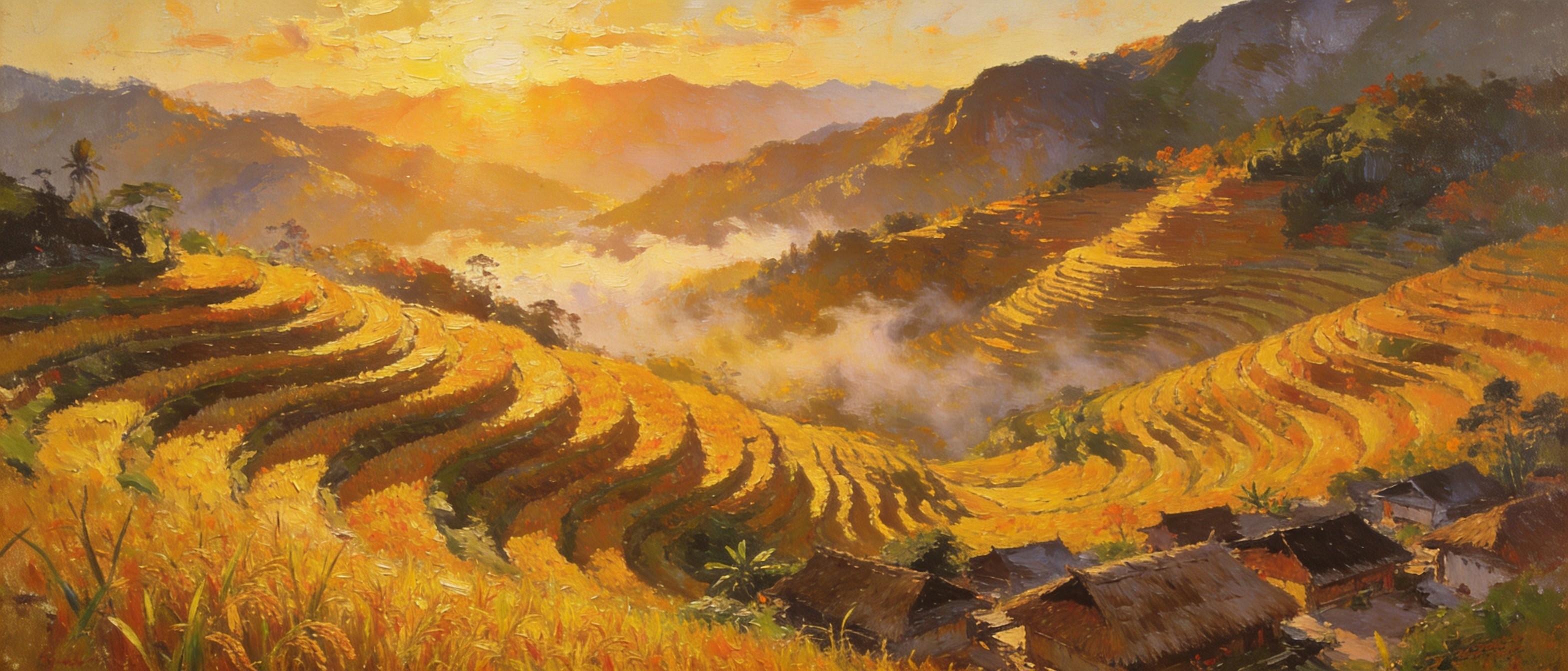 五指山山城暮色全景与南圣河倒影