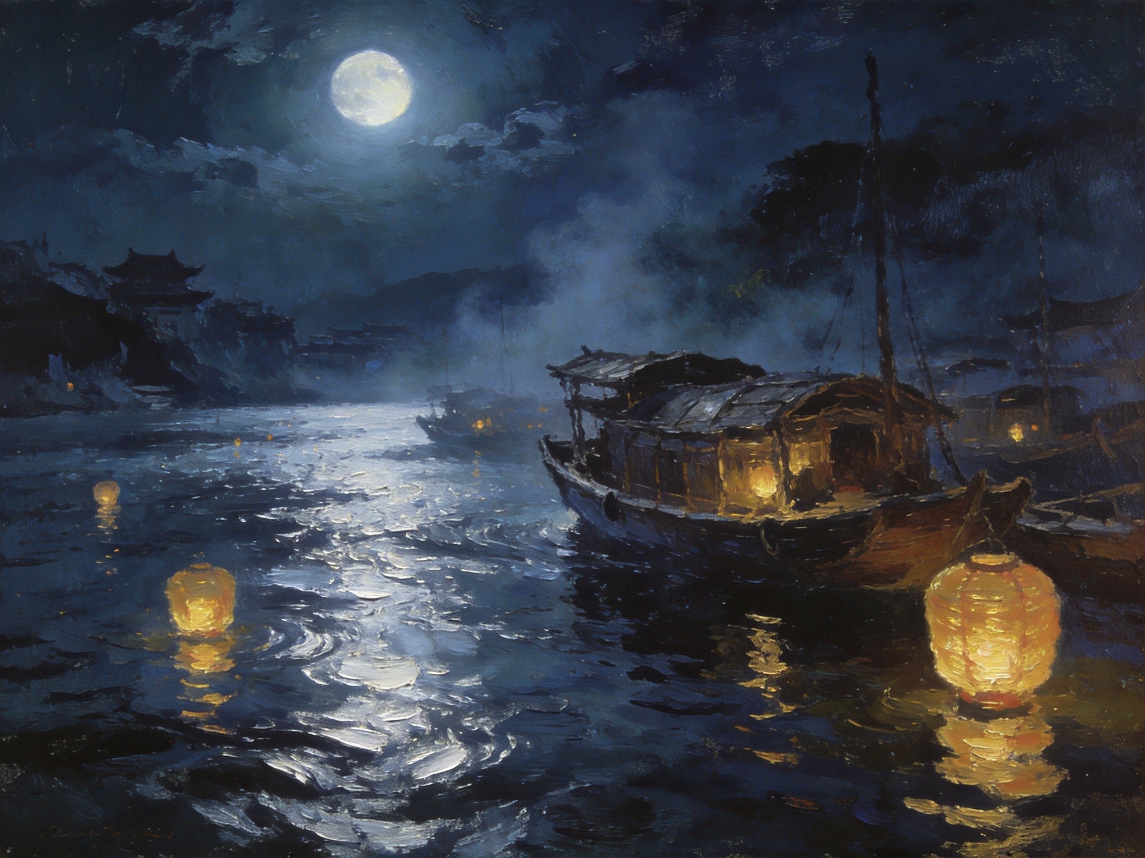卫河夜色漕船梦