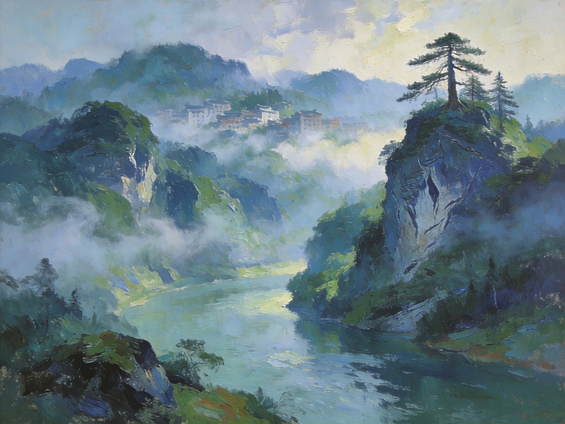 大沙河晨雾