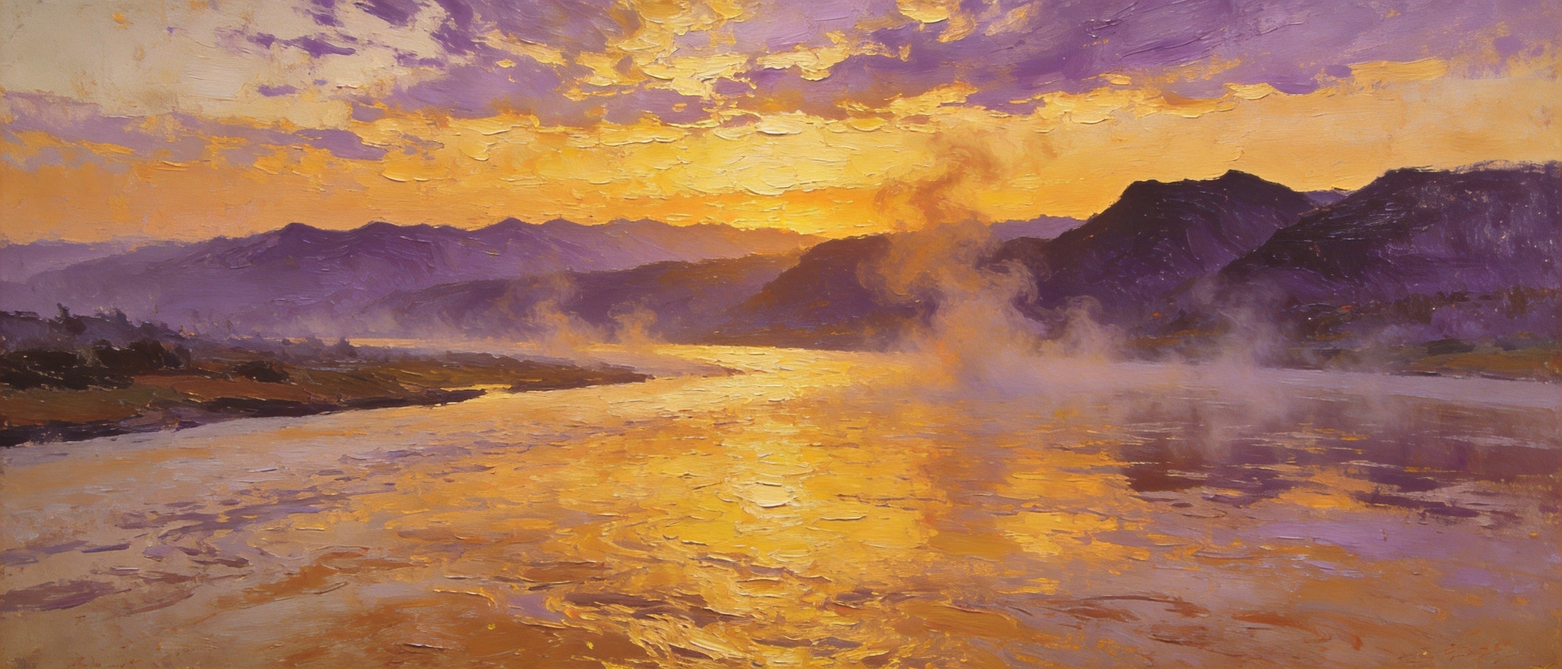 温县黄河岸边烟波浩渺，夕阳如画