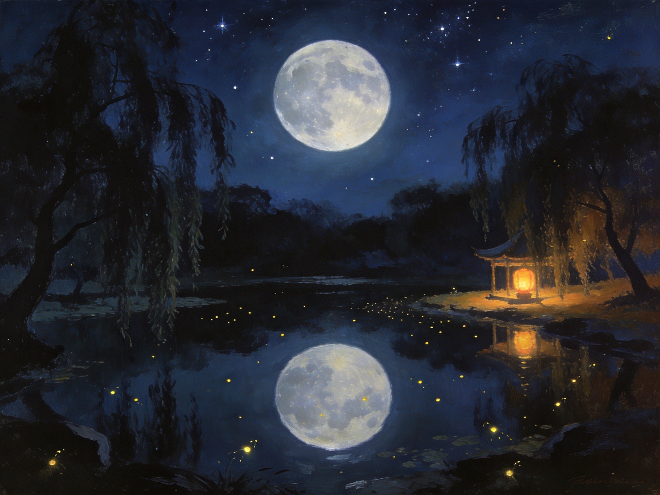 水门塘月夜蛙声