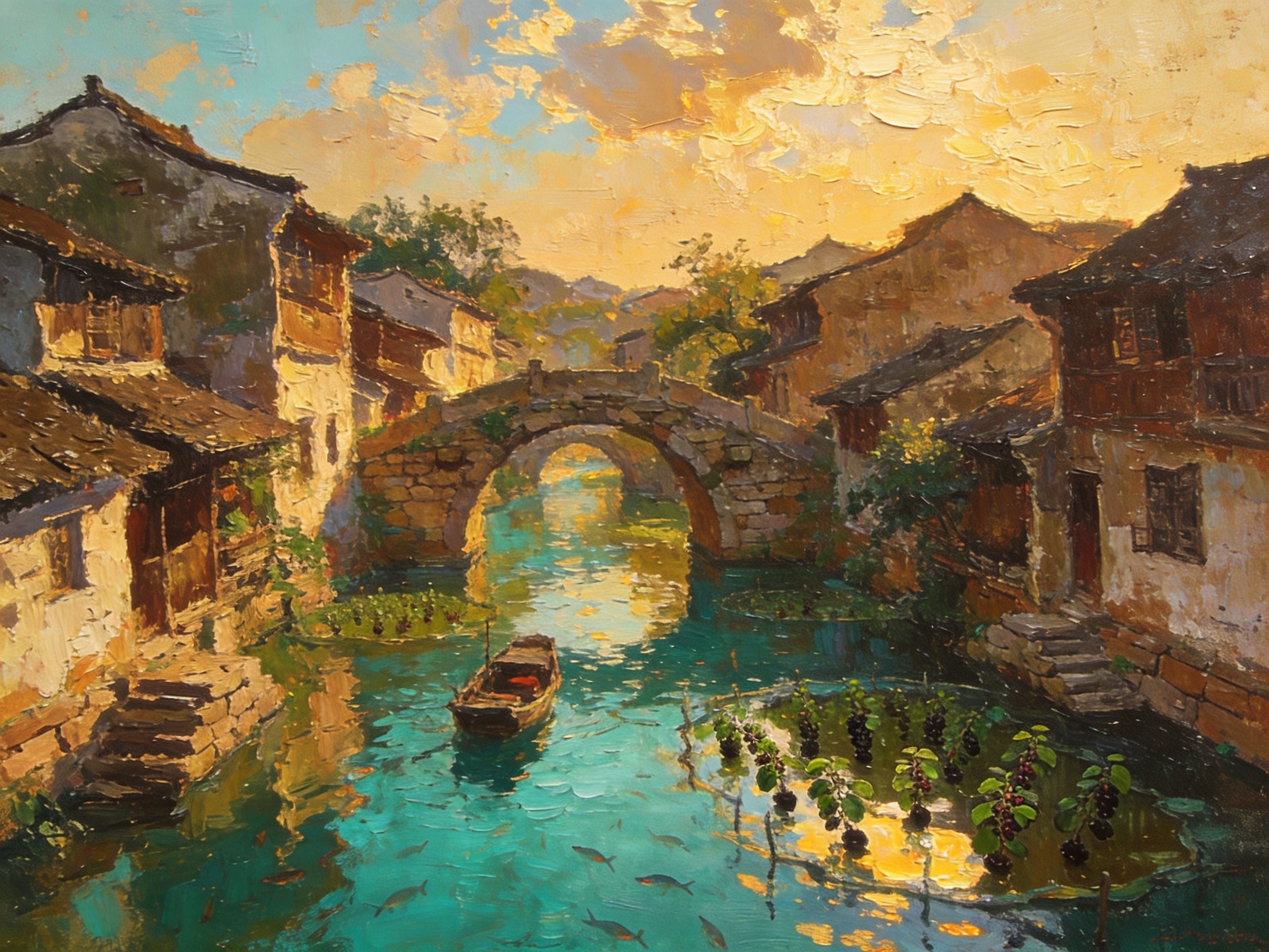 古劳水乡桥影舟行