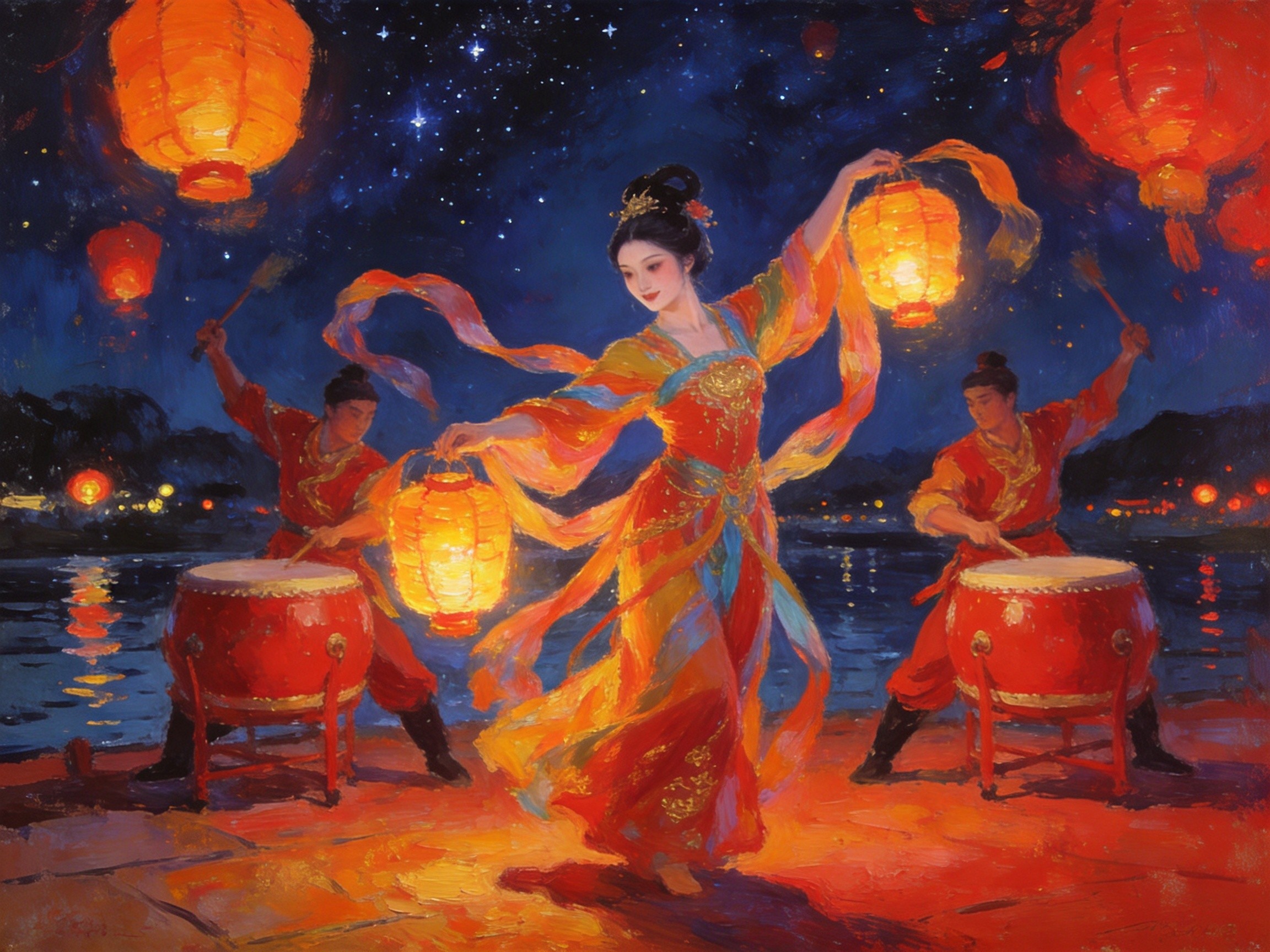 花鼓灯淮河夜色