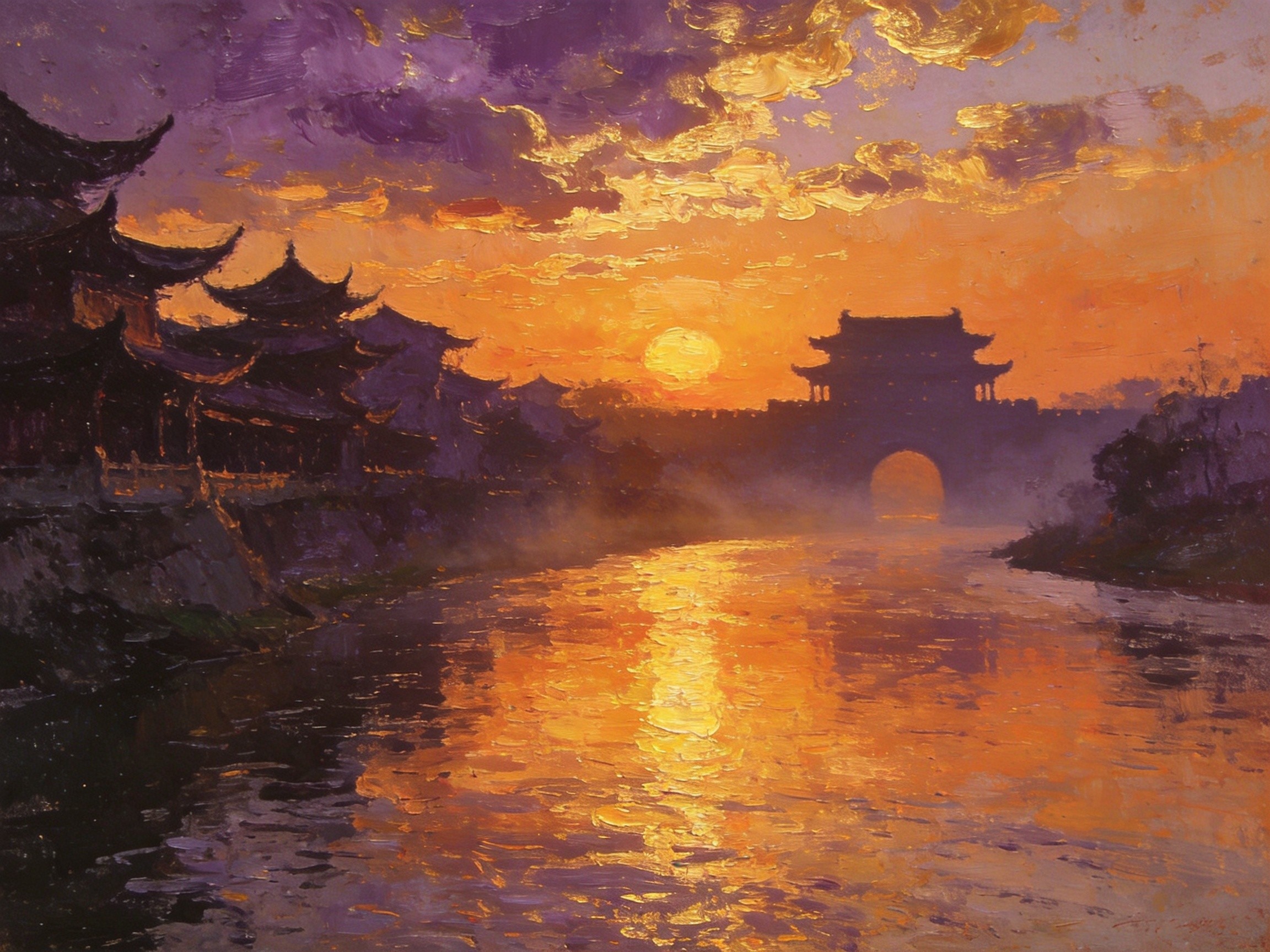 义乌江畔暮色