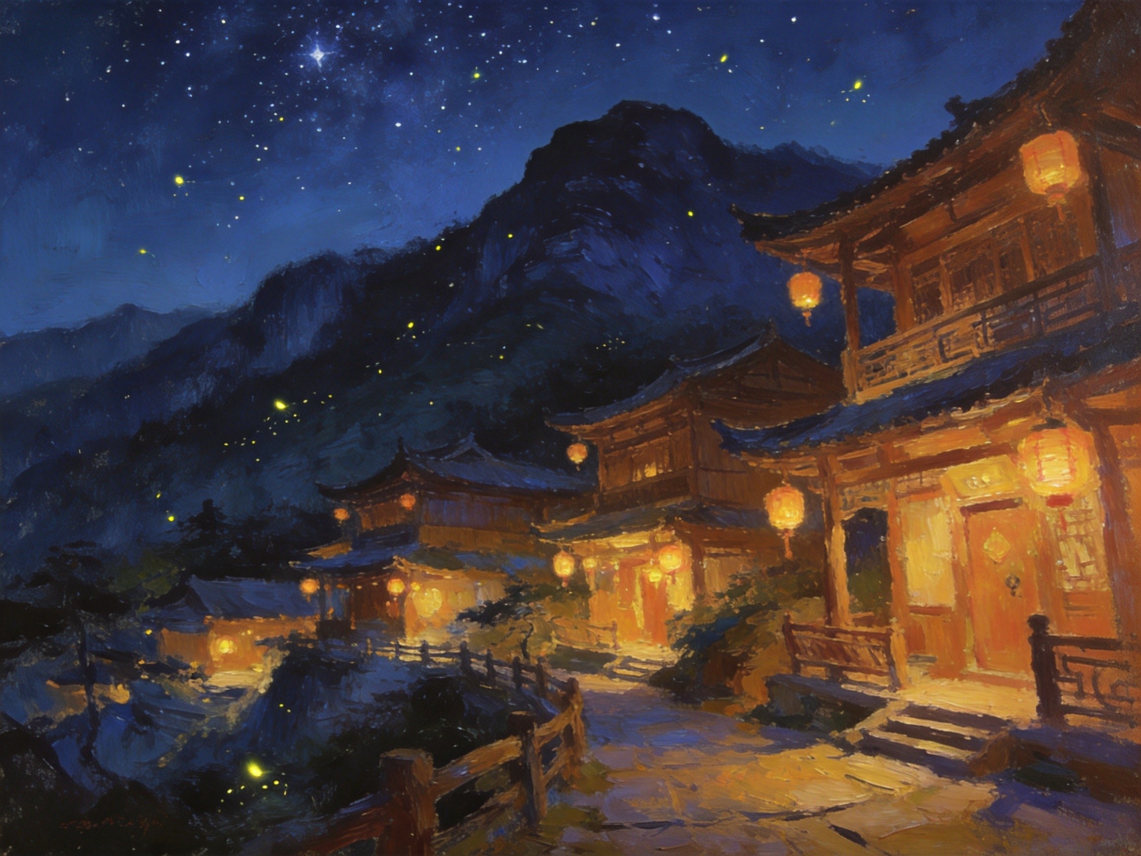 白兆山夜景民宿灯火