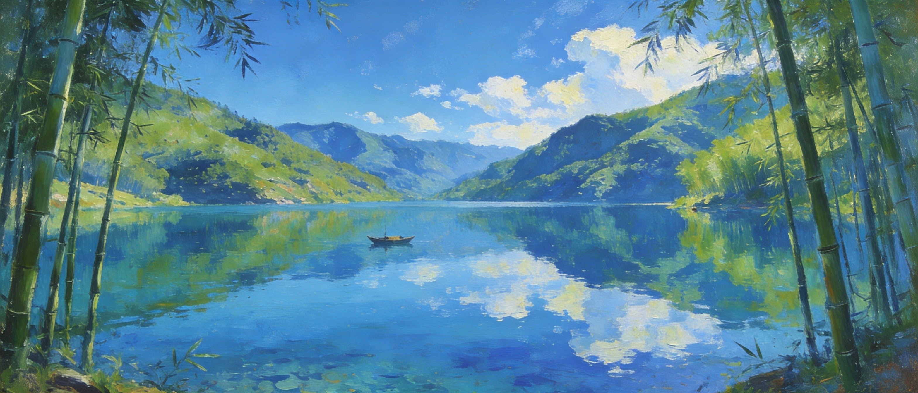 卢湖倒影·山色如洗