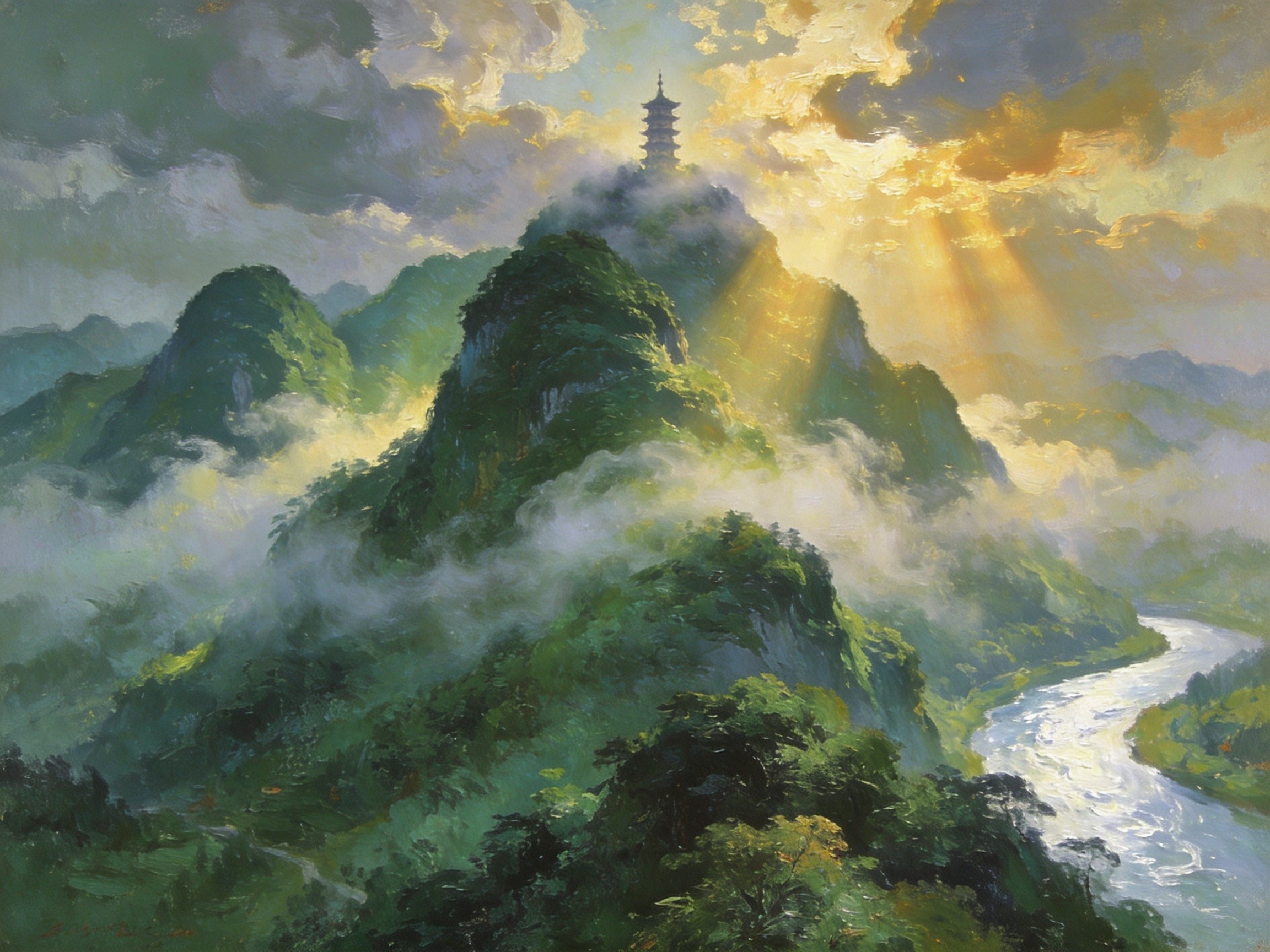 贞山云雾缭绕的仙境