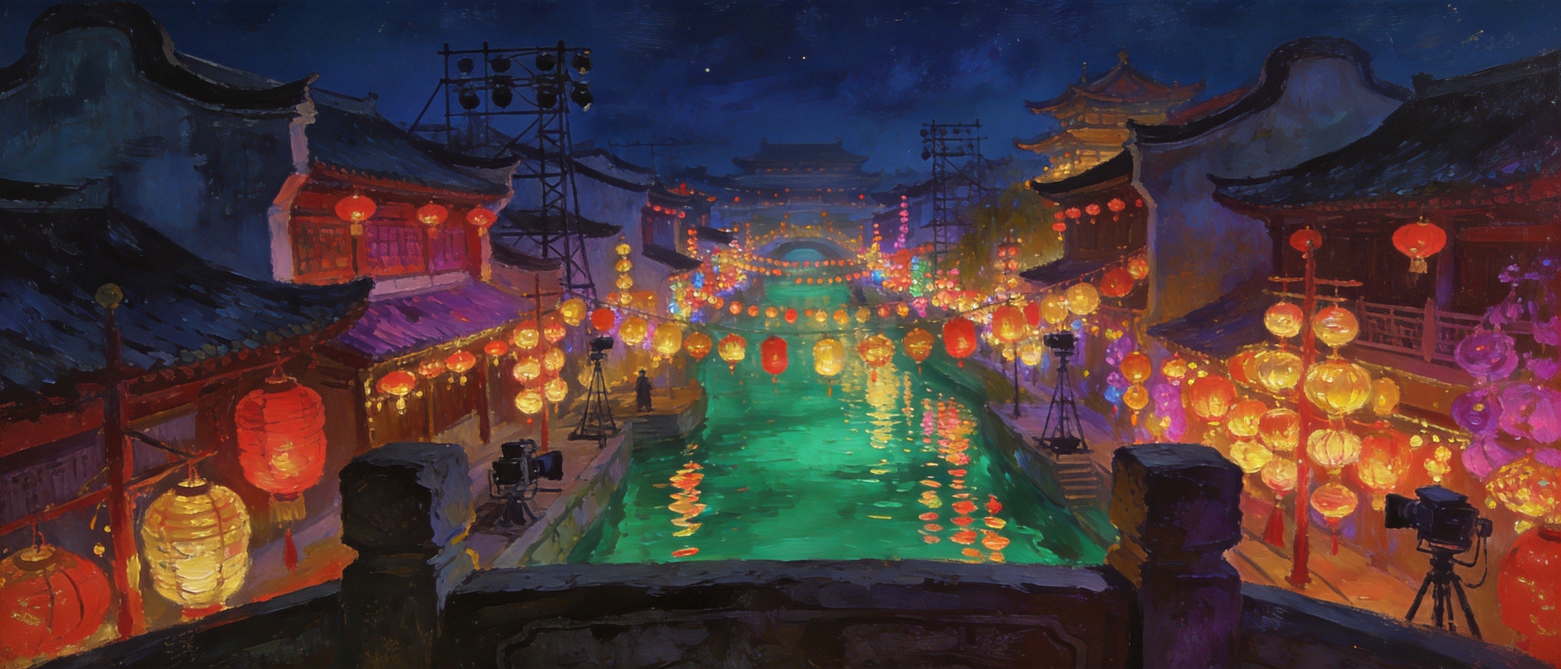 横店影视城夜景灯火