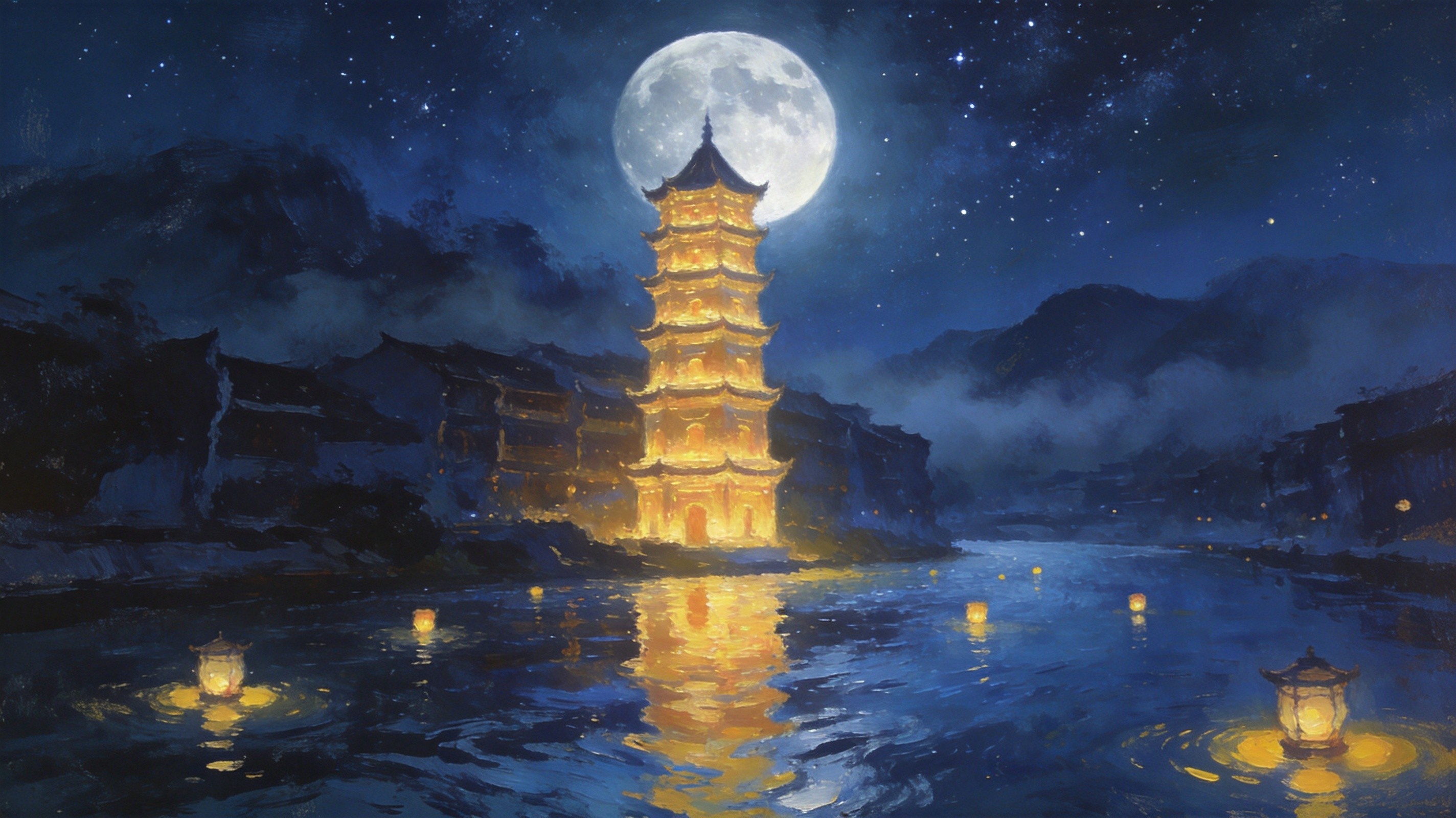 凤凰吊脚楼夜宿的星光沱江