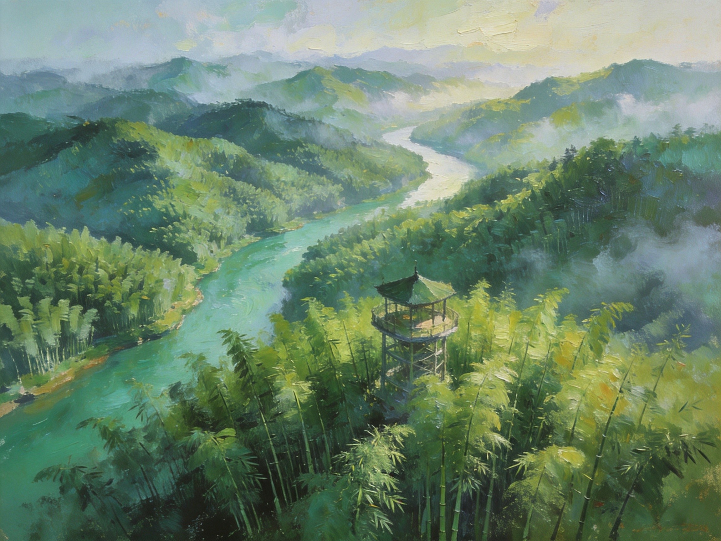 绥江两岸万顷竹海俯瞰全景