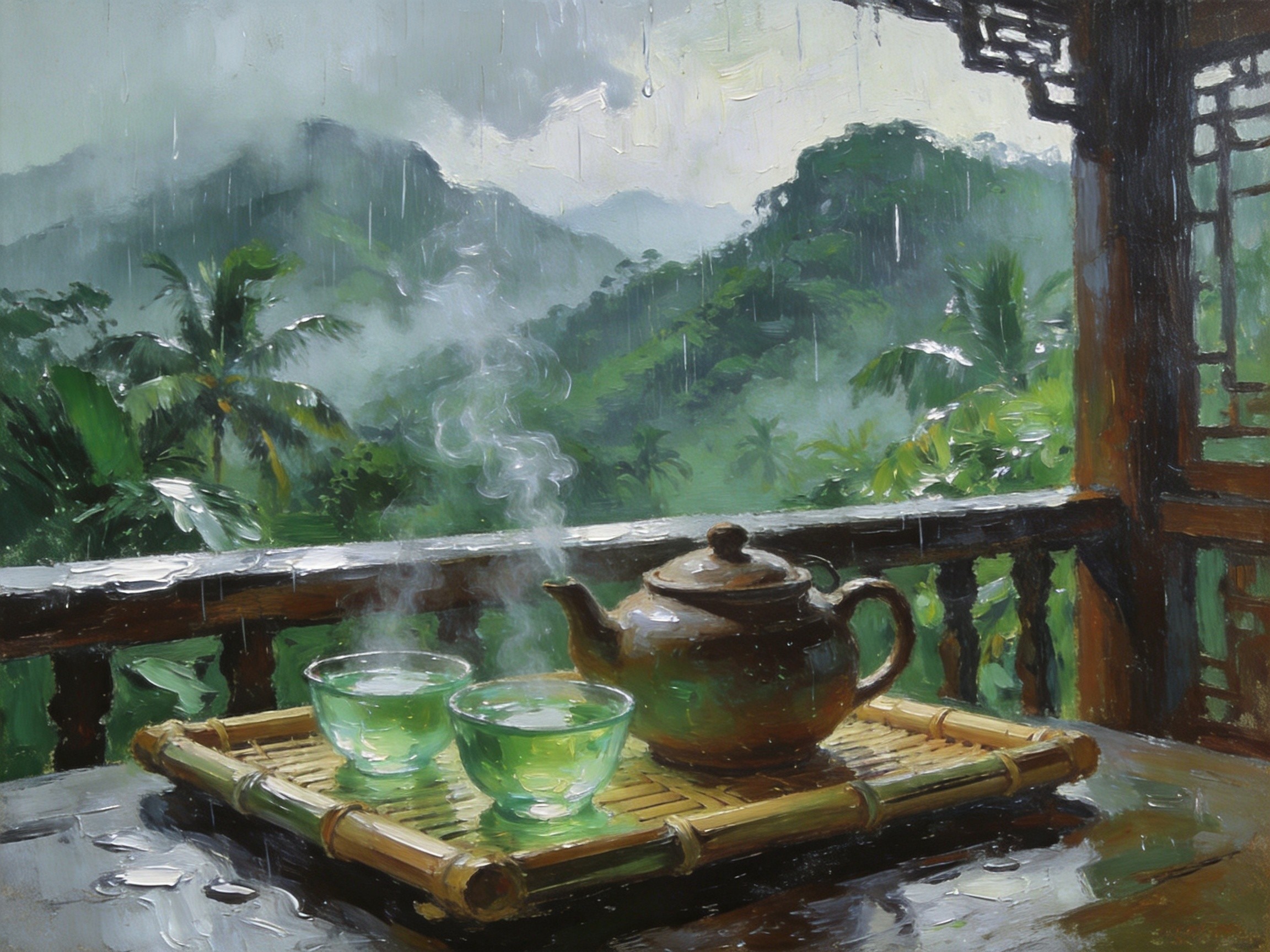 阳台品茗汤色澄碧