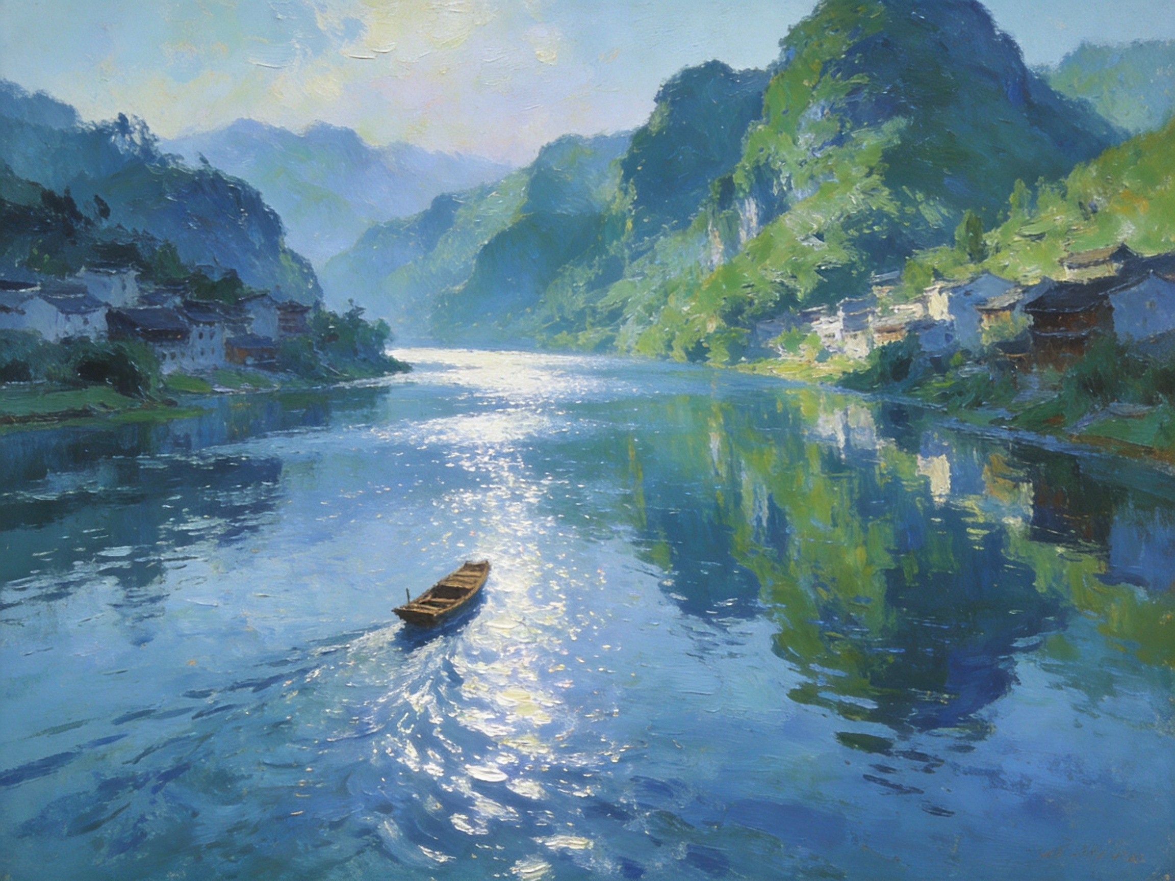 西江绸缎般的水面