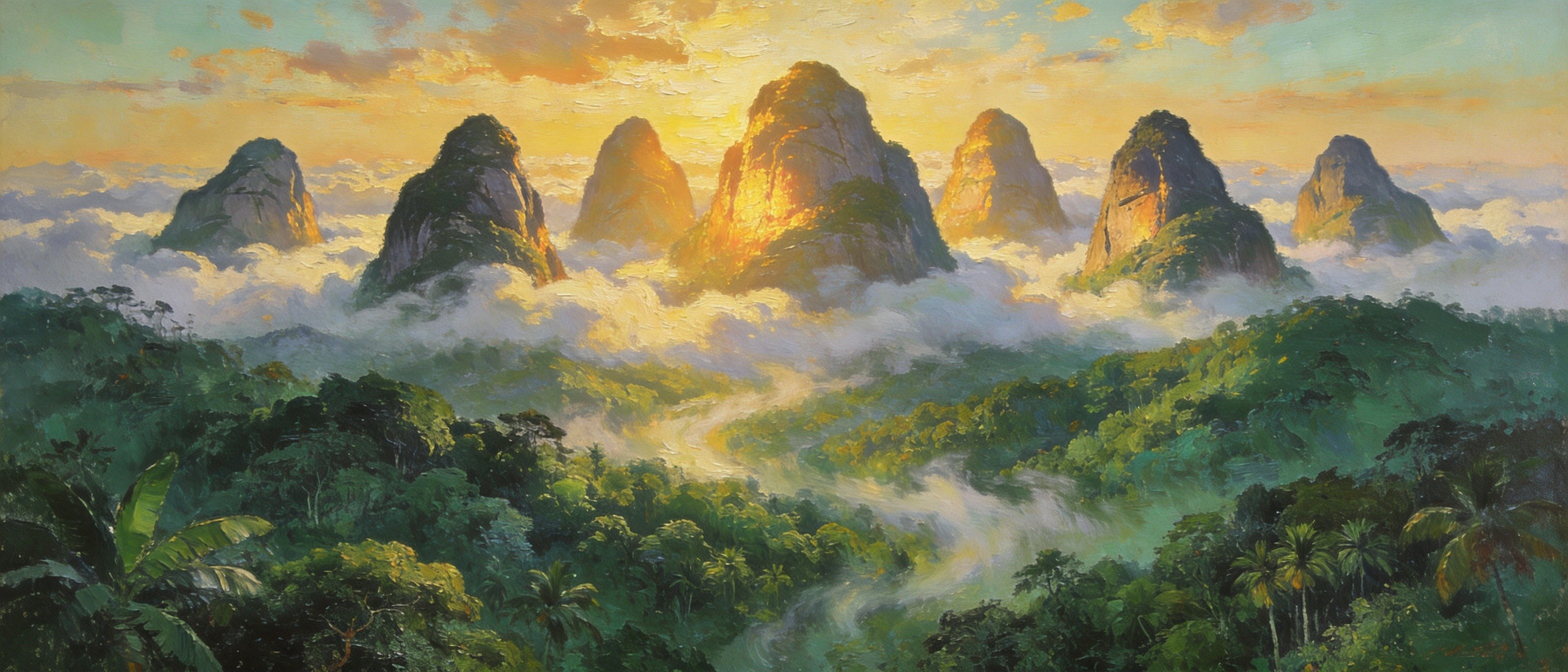 七仙岭七峰云雾缭绕的仙境全景