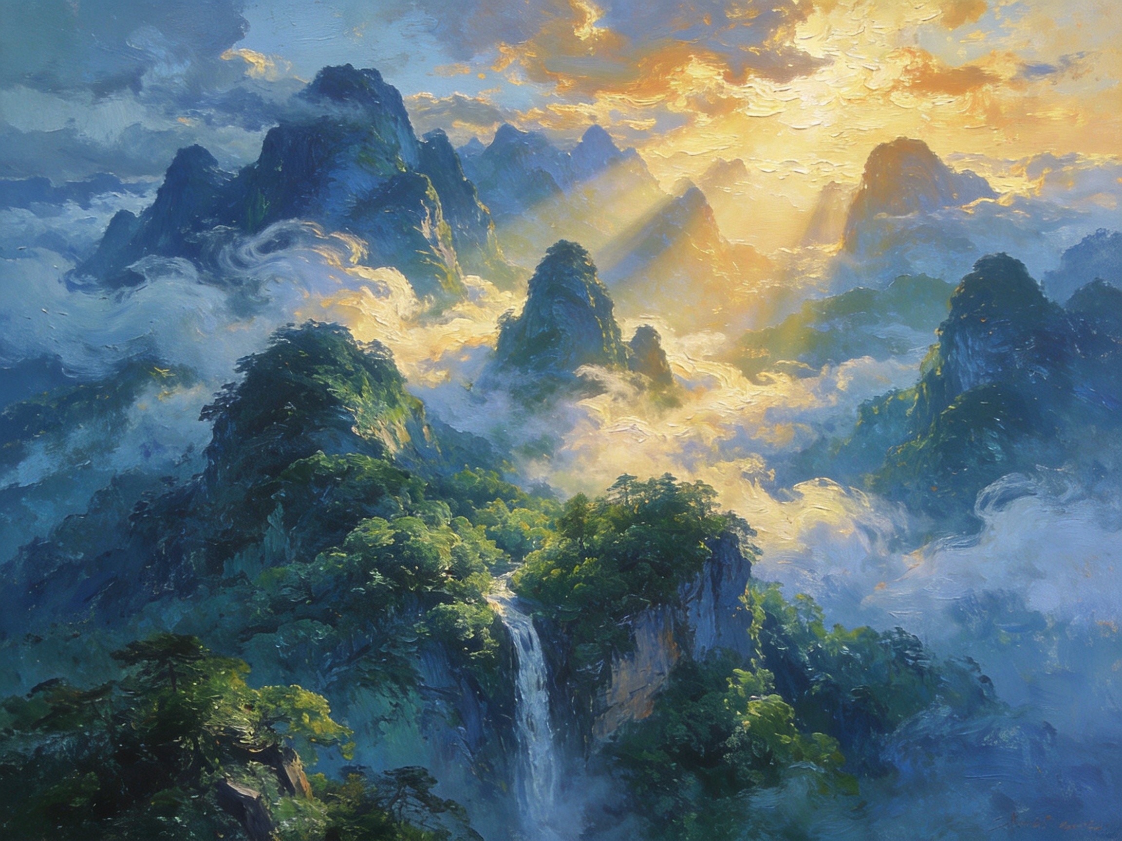 罗浮山云海与群峰叠嶂