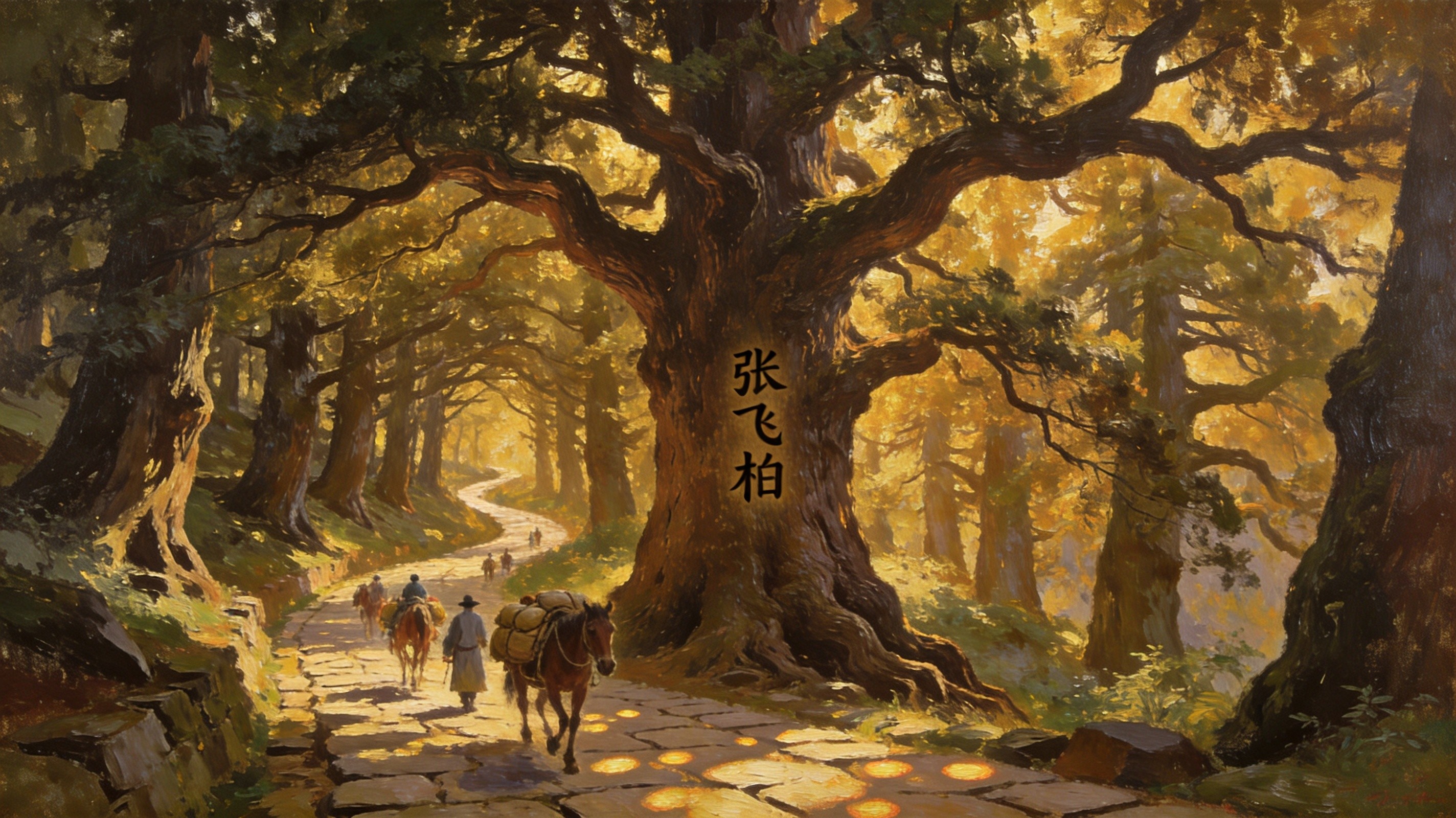 翠云廊里张飞柏，拦马墙边古道弯