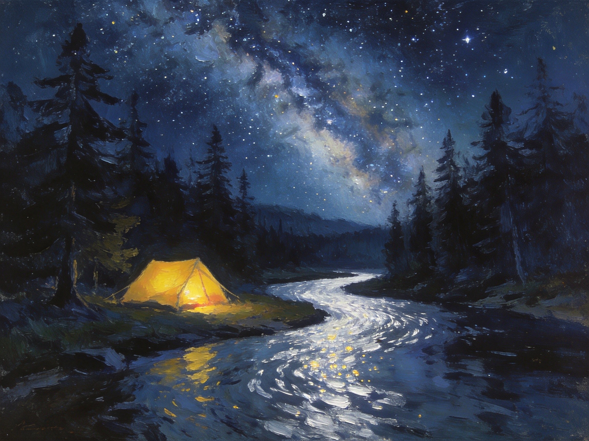 油草河星夜