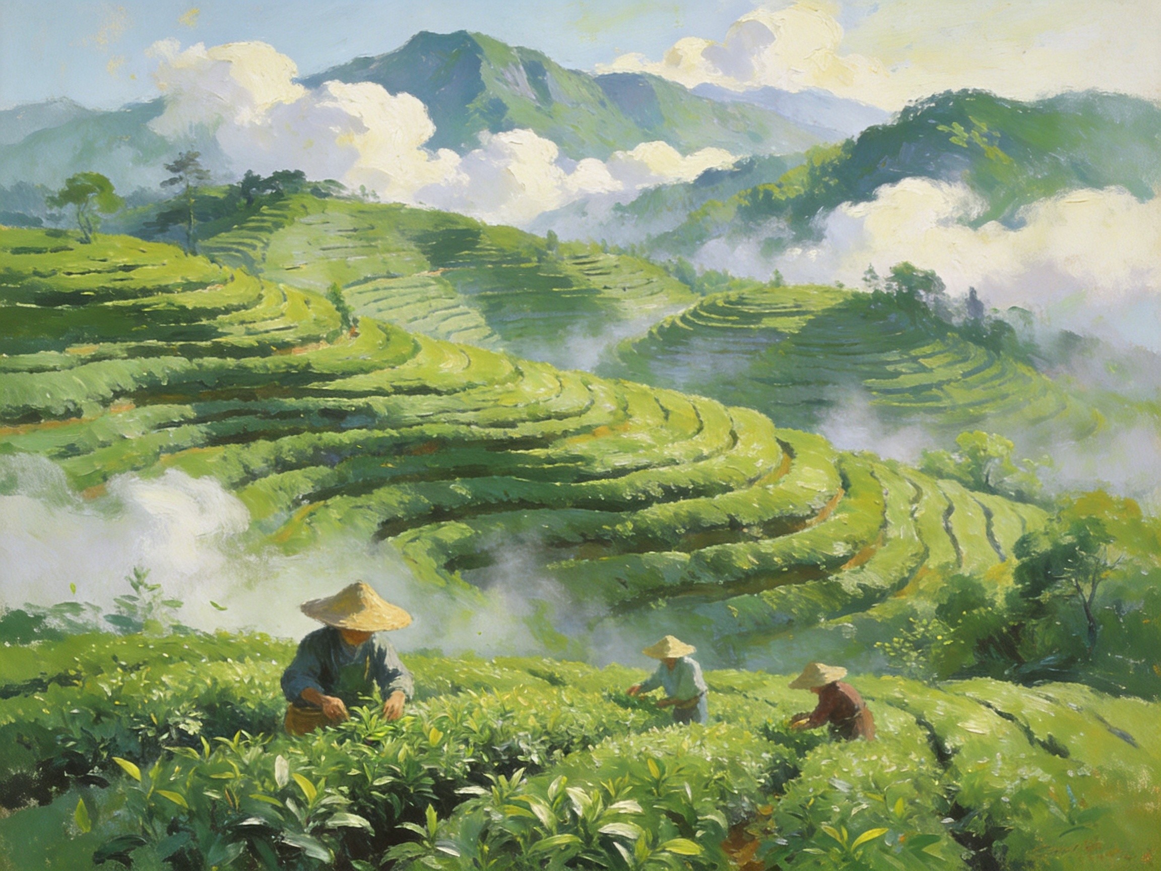 生态茶园采春茶