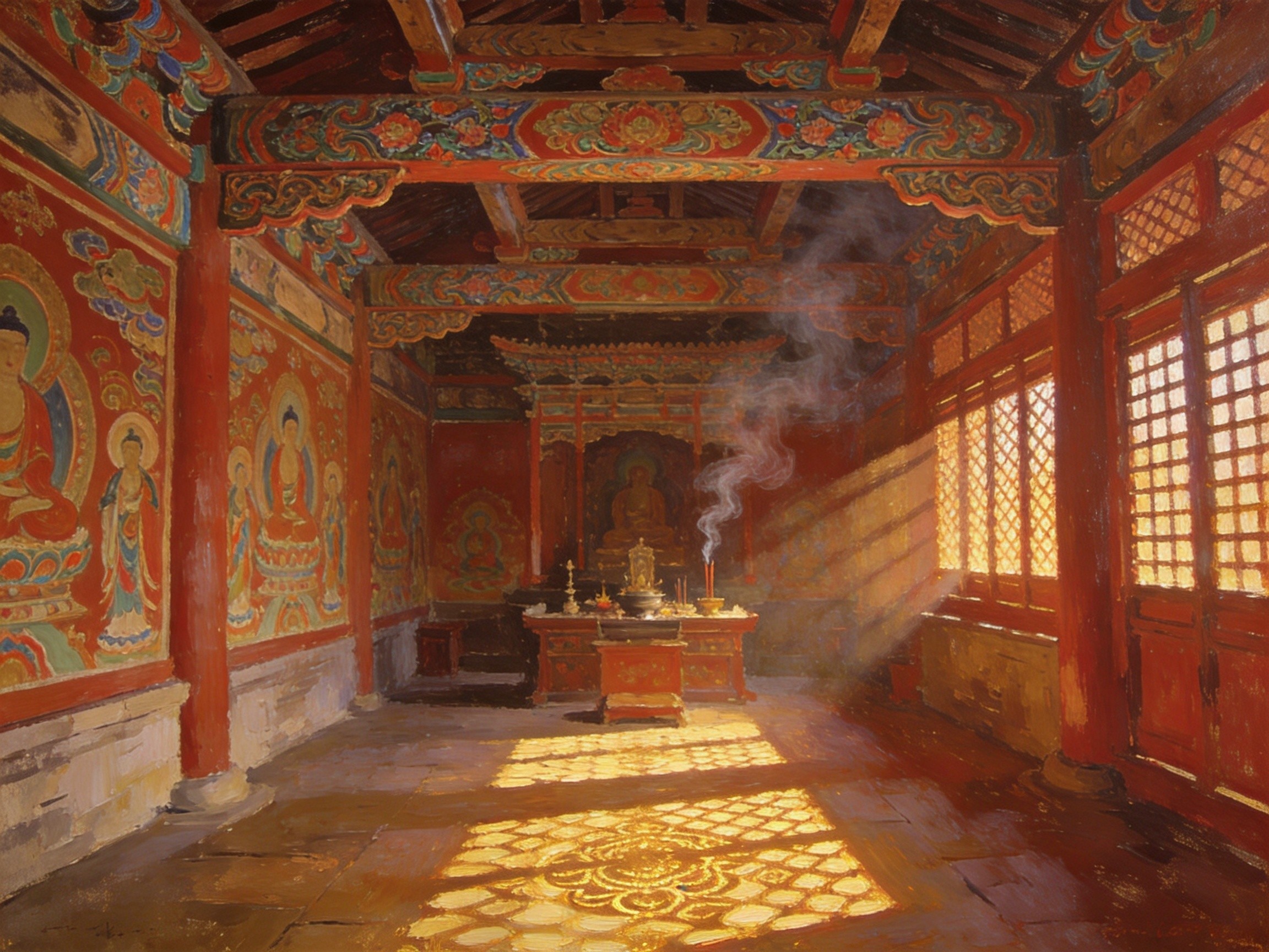 净觉寺壁画映斜阳