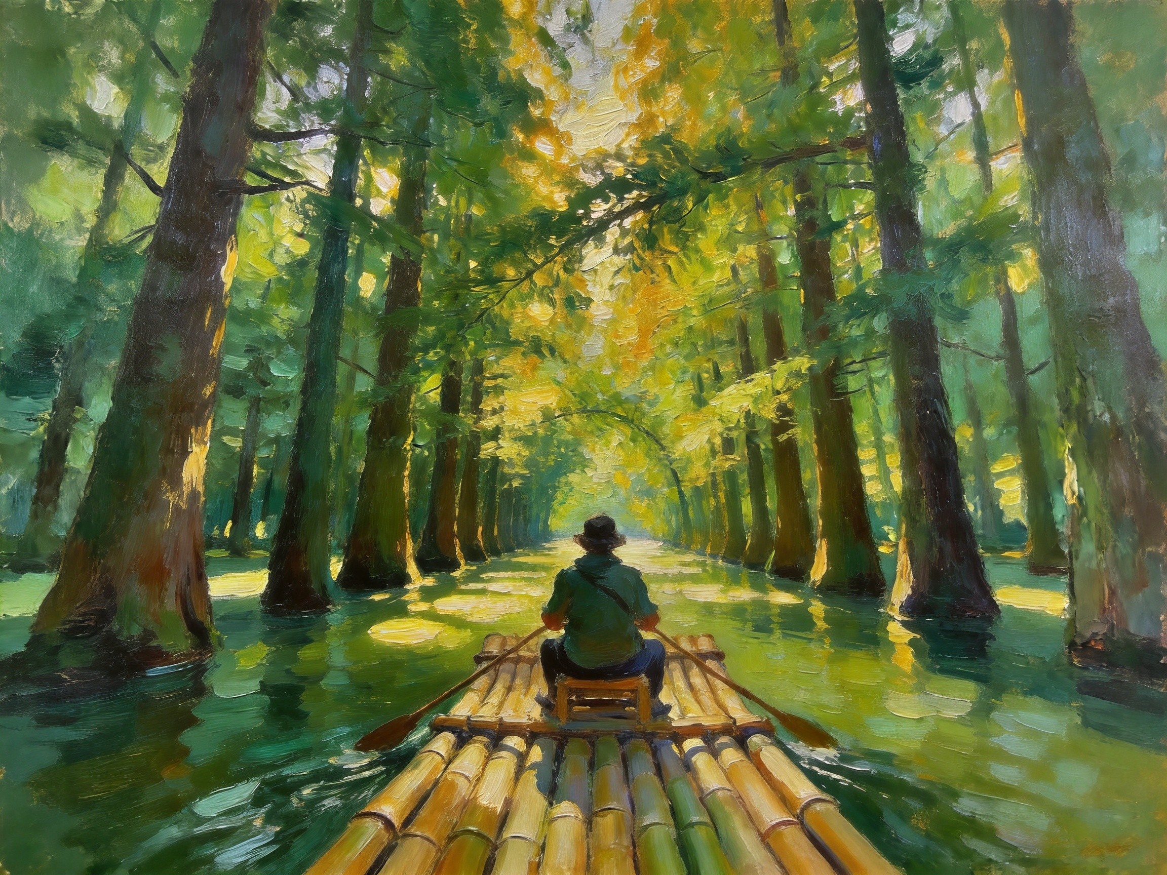 清晨水上森林白鹭鸣