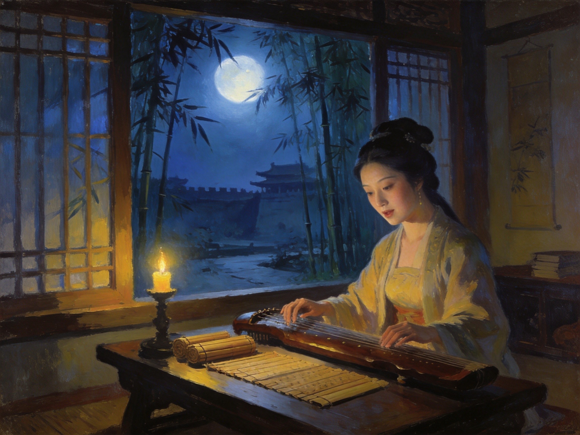 红旗渠月夜渠水