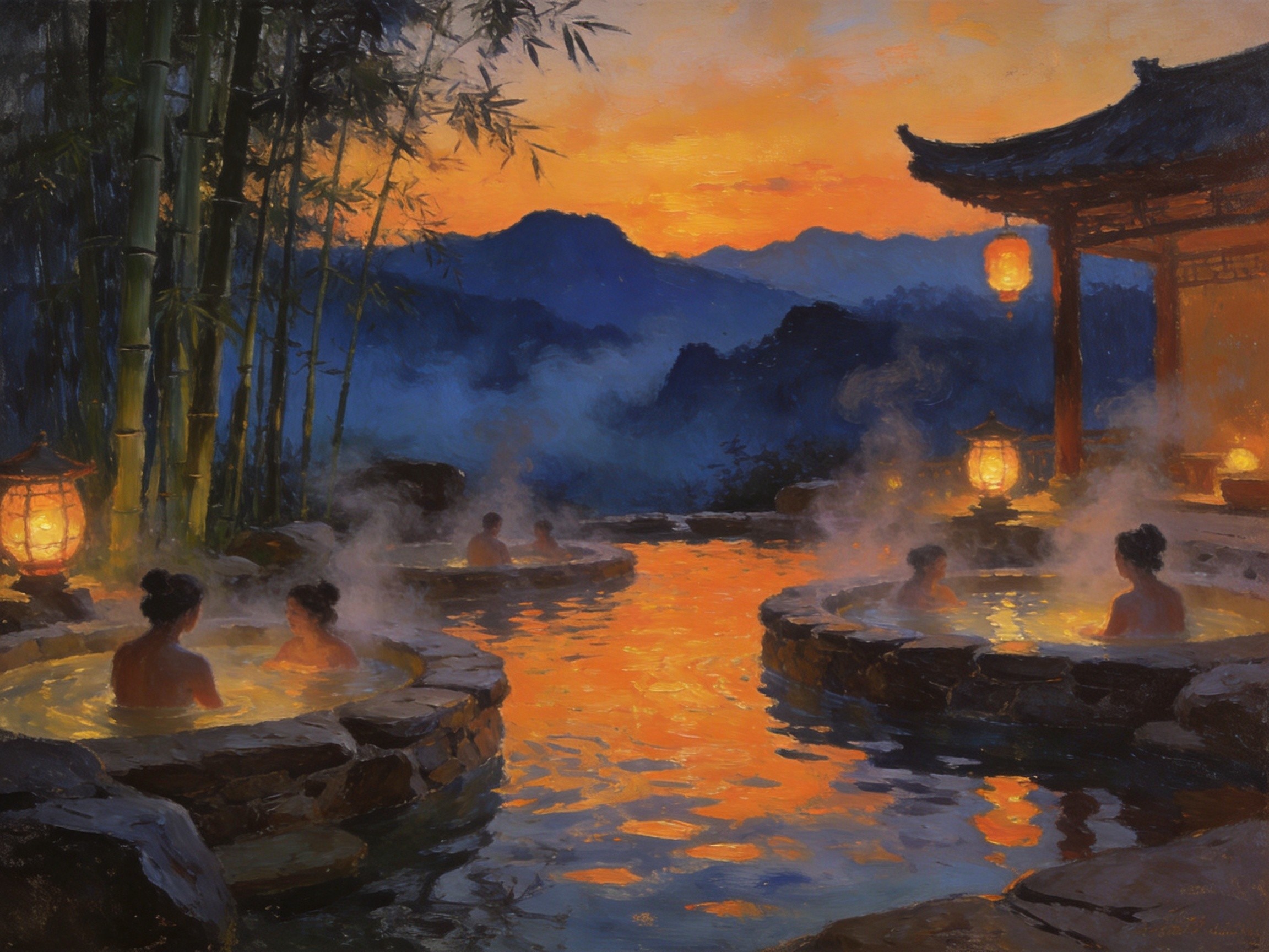 汤池温泉待客洗尘