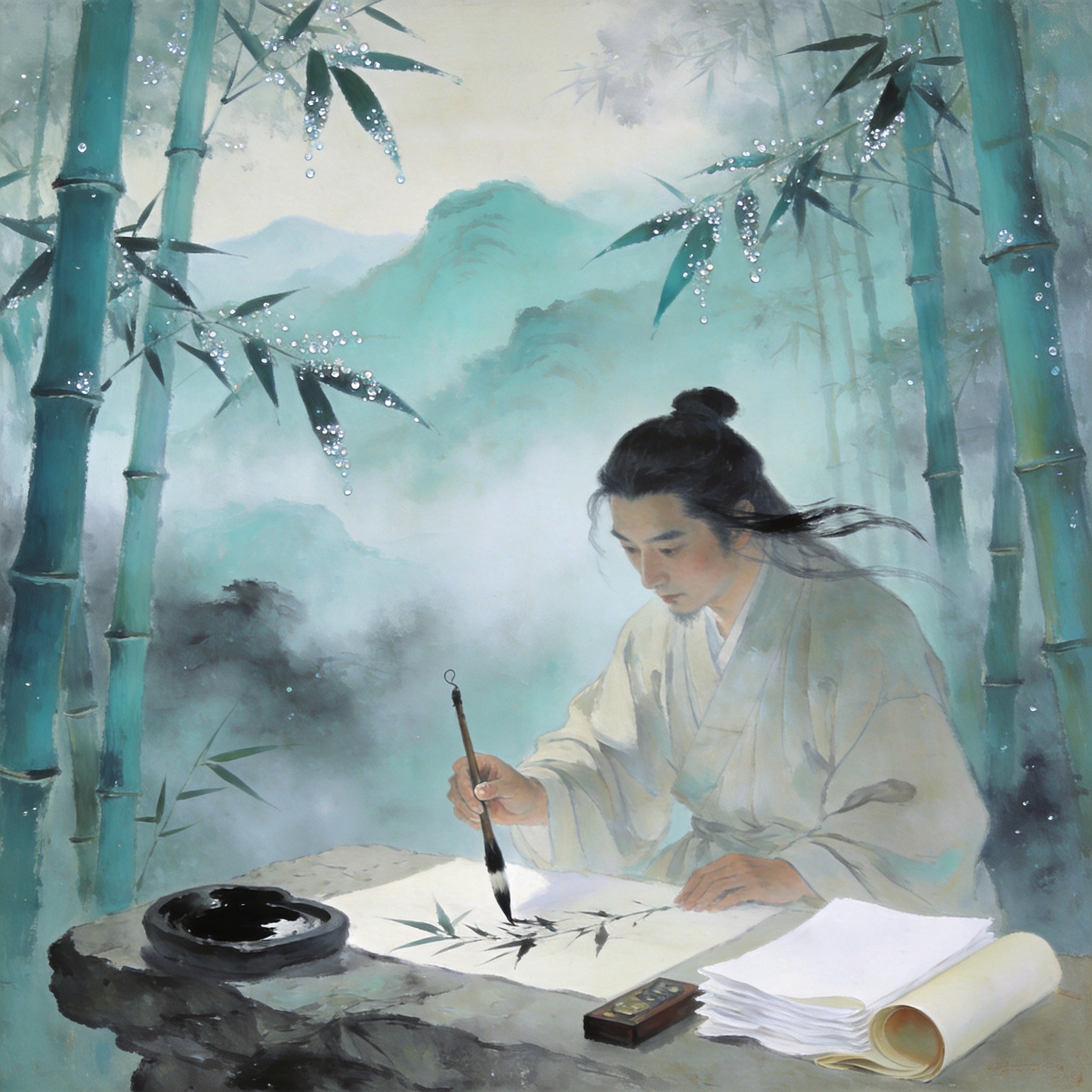 文同画竹风满纸，胸有成竹即此山