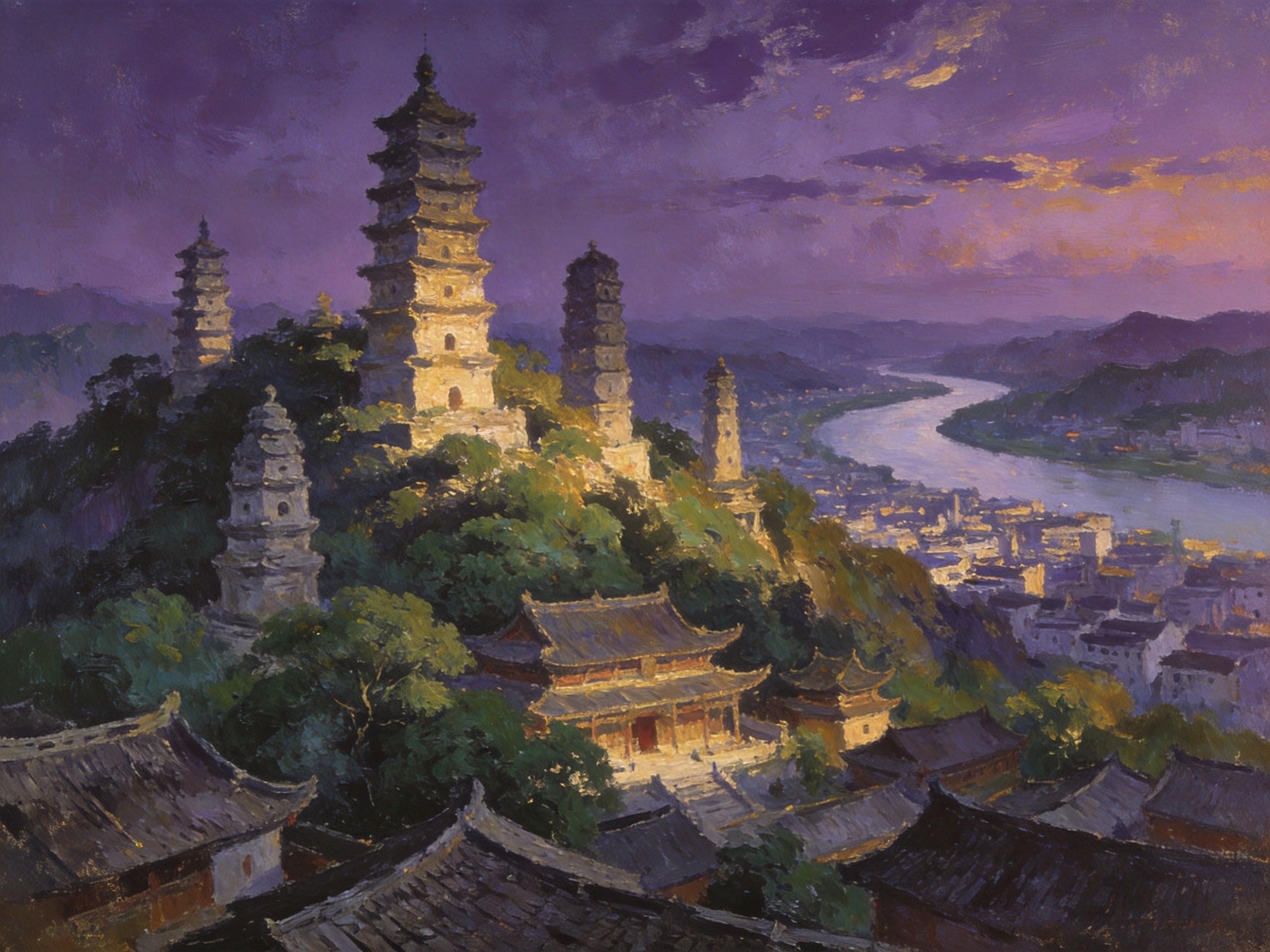 巾山塔群，古城地标